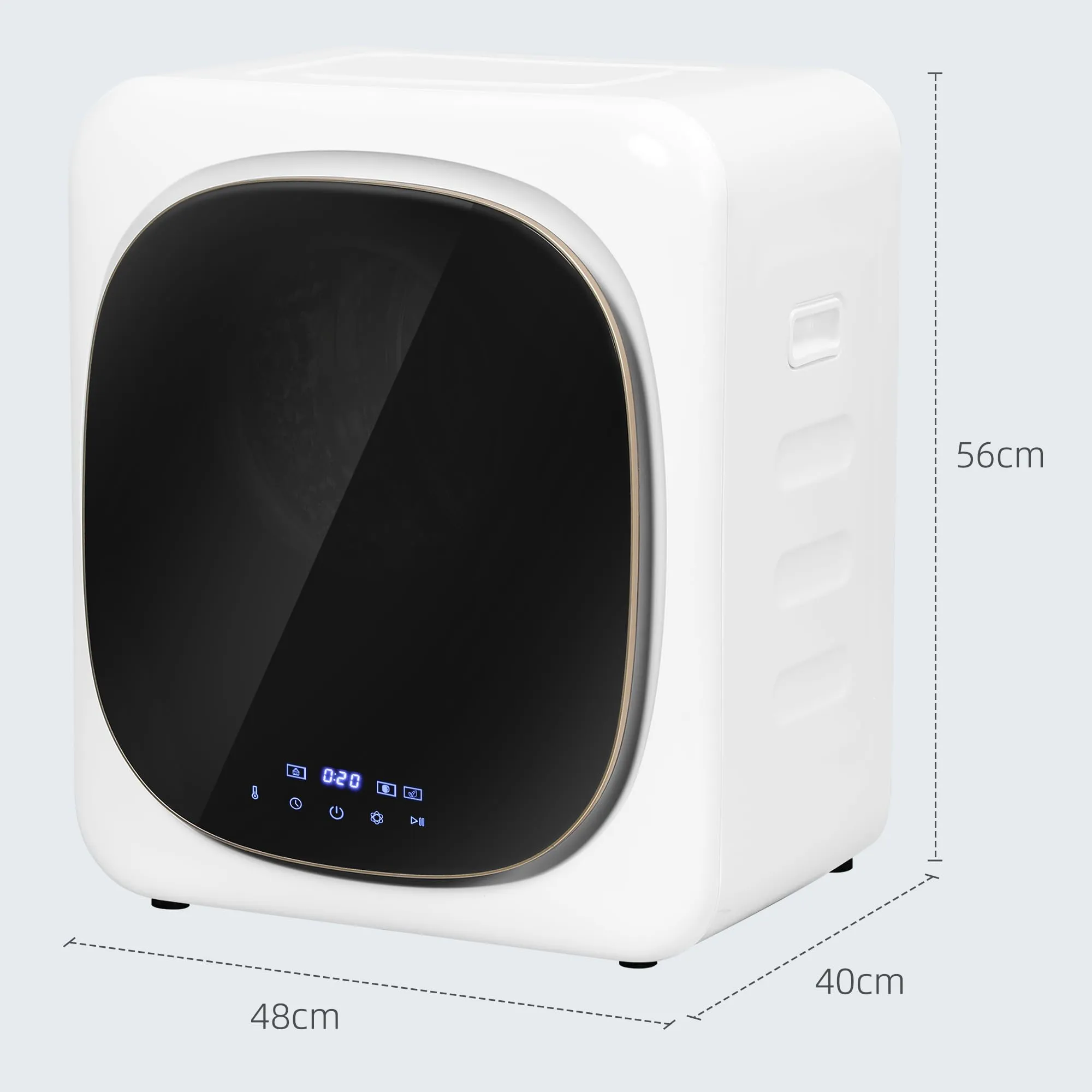 HOMCOM Mini Asciugatrice Portatile 2.5kg 6 Programmi Display Touch Bianco - immagine 3