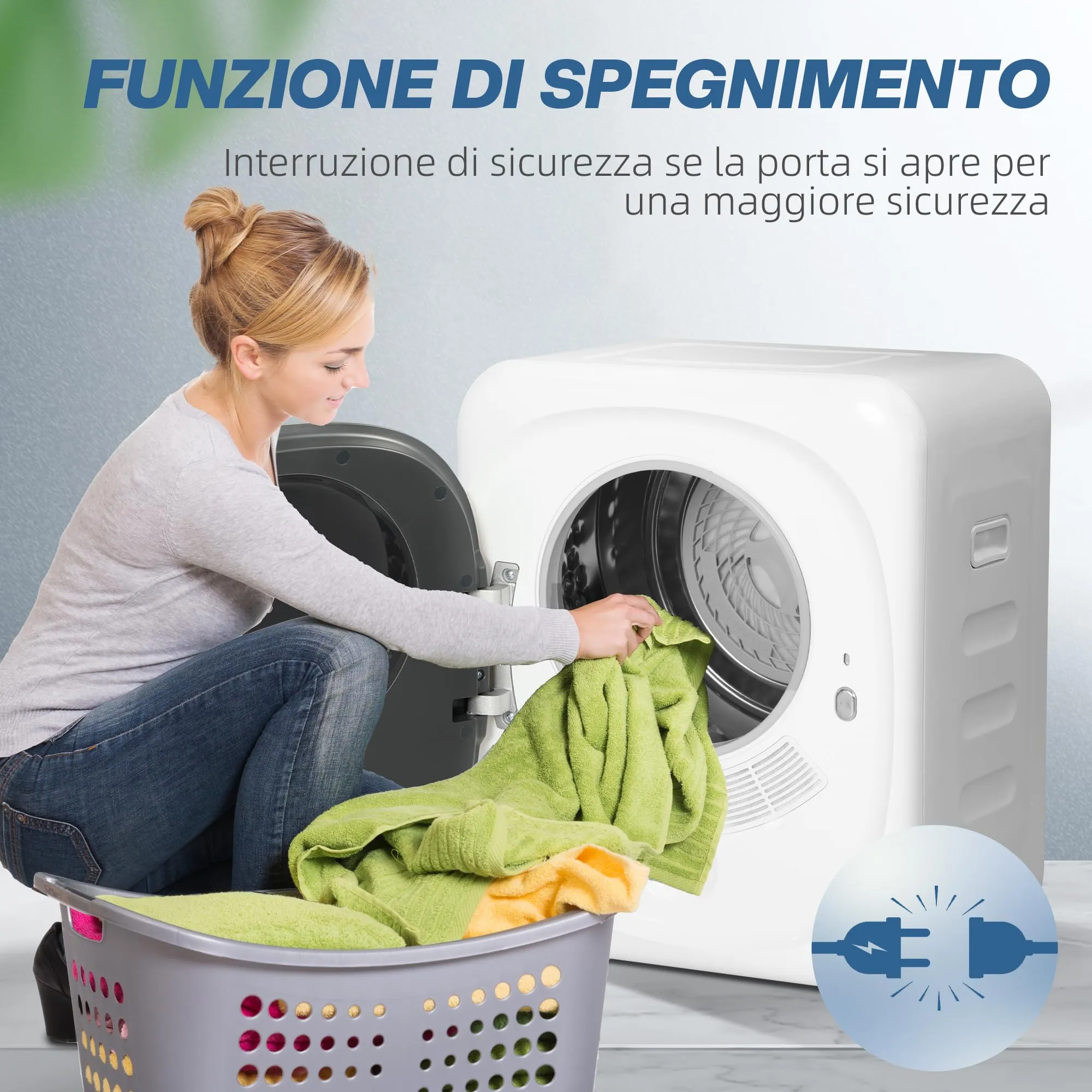 HOMCOM Mini Asciugatrice Portatile 2.5kg 6 Programmi Display Touch Bianco - immagine 6
