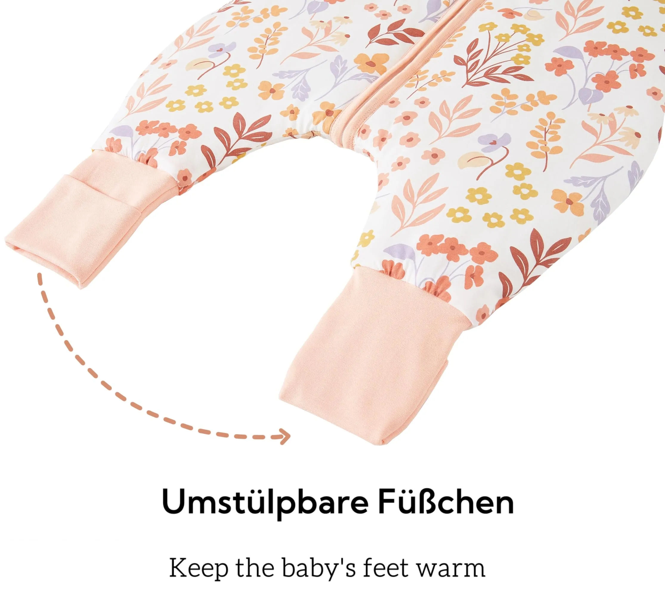 Chilsuessy Sacco nanna invernale per bambini, 2,5 Tog, unisex, per tutto l'anno, sacco a pelo con piedi, sacco nanna per bambini, colore rosa, giardino, 80 cm, altezza del bambino 85-95 cm - immagine 3