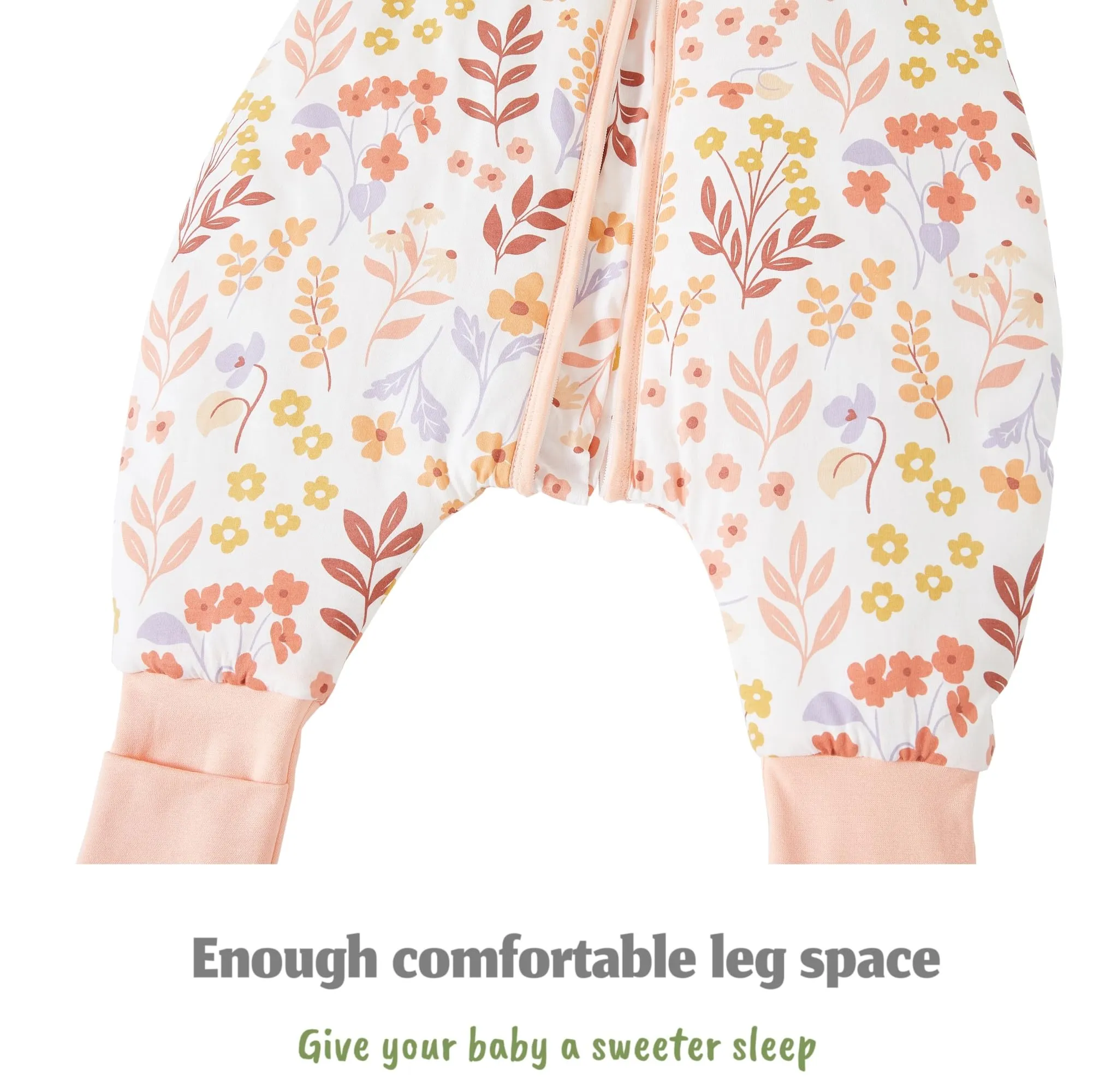 Chilsuessy Sacco nanna invernale per bambini, 2,5 Tog, unisex, per tutto l'anno, sacco a pelo con piedi, sacco nanna per bambini, colore rosa, giardino, 80 cm, altezza del bambino 85-95 cm - immagine 7