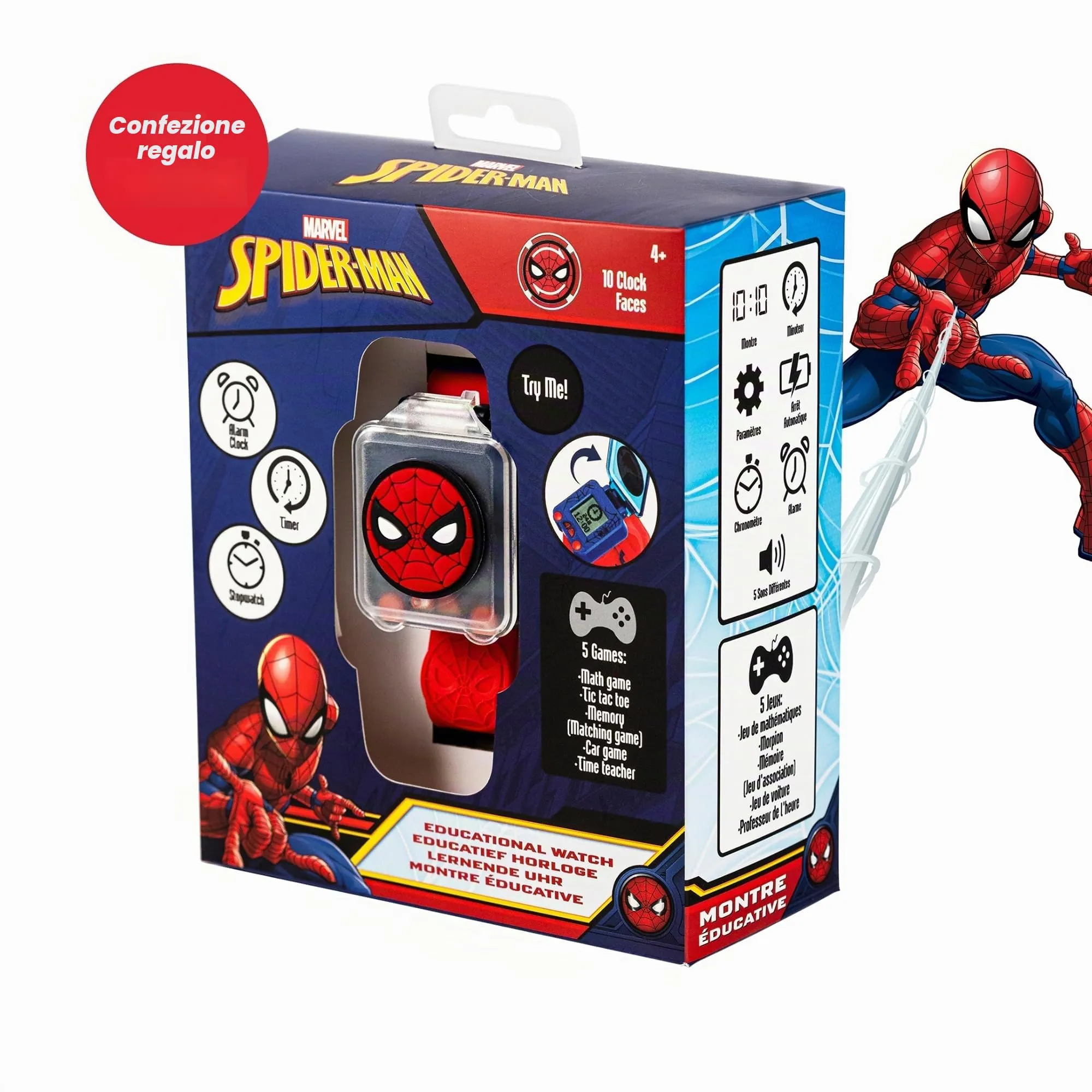 Spiderman SPD4753ARG - Orologio per l'apprendimento con cinturino rosso - immagine 4