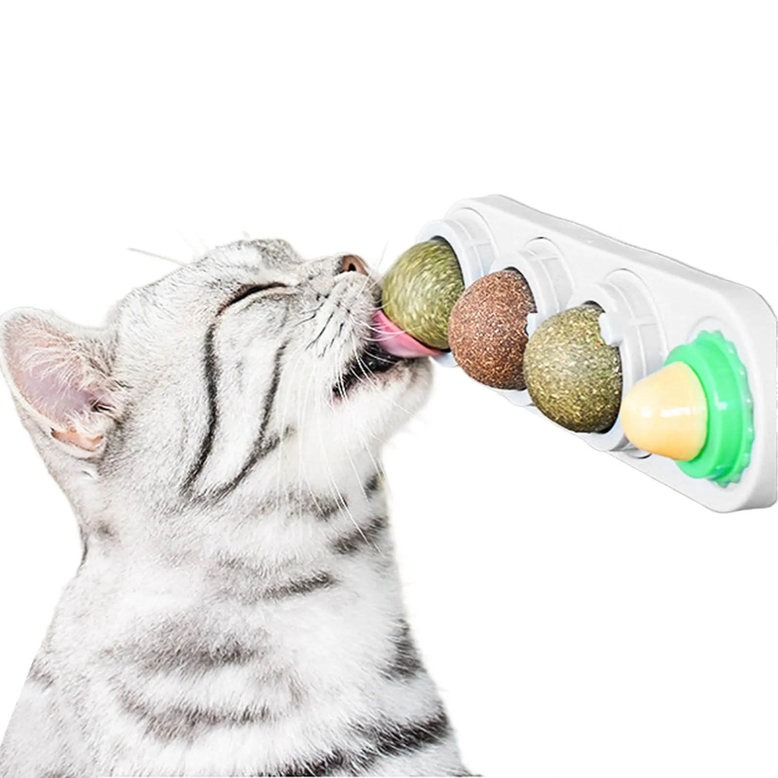 AMSGANK Palline di Erba Gatta, Giochi per Gatti Giocattolo di Erba Gatta Autoadesiva Commestibili Girevoli Naturali Catnip Ball per la Pulizia dei Denti Giocattolo di Menta del Gatti - immagine 1