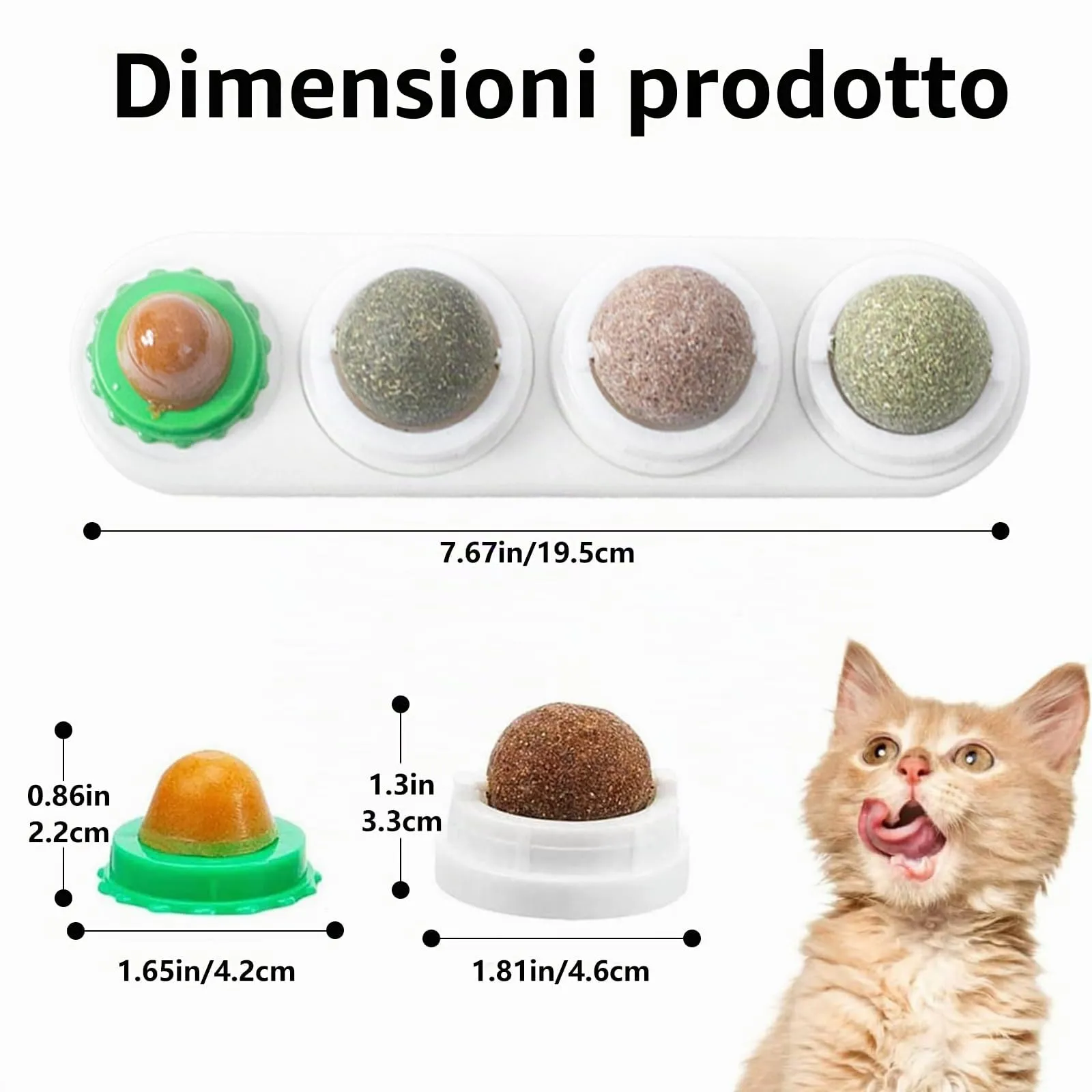 AMSGANK Palline di Erba Gatta, Giochi per Gatti Giocattolo di Erba Gatta Autoadesiva Commestibili Girevoli Naturali Catnip Ball per la Pulizia dei Denti Giocattolo di Menta del Gatti - immagine 2