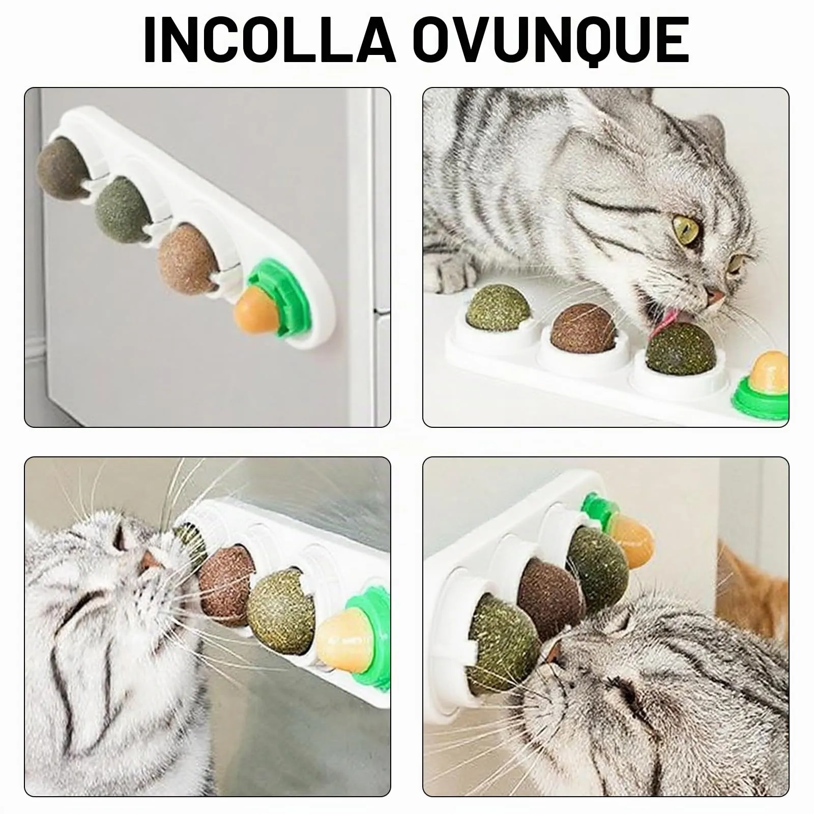 AMSGANK Palline di Erba Gatta, Giochi per Gatti Giocattolo di Erba Gatta Autoadesiva Commestibili Girevoli Naturali Catnip Ball per la Pulizia dei Denti Giocattolo di Menta del Gatti - immagine 5