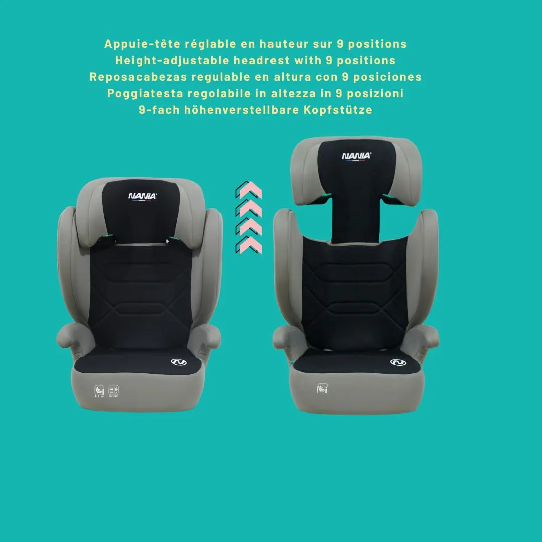 NANIA Belem, Seggiolino auto, 2 in 1, i-Size, 100-150 cm, da 3,5 a 12 anni, da 15 a 36 kg, cintura di sicurezza a 3 punti, Protezioni laterali, Poggiatesta Regolabile 9 Posizioni-non reclinabile - immagine 2