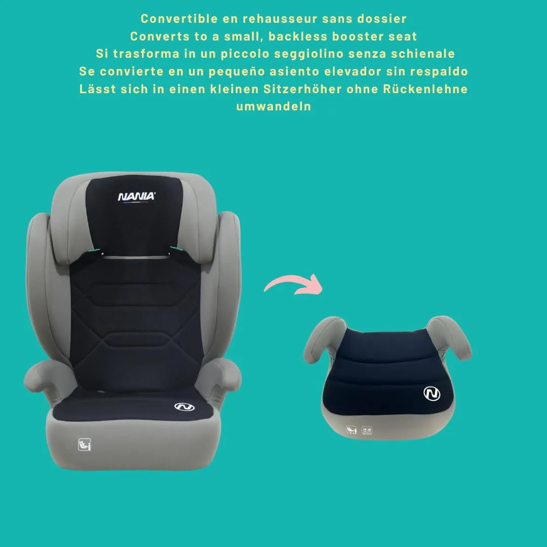 NANIA Belem, Seggiolino auto, 2 in 1, i-Size, 100-150 cm, da 3,5 a 12 anni, da 15 a 36 kg, cintura di sicurezza a 3 punti, Protezioni laterali, Poggiatesta Regolabile 9 Posizioni-non reclinabile - immagine 3