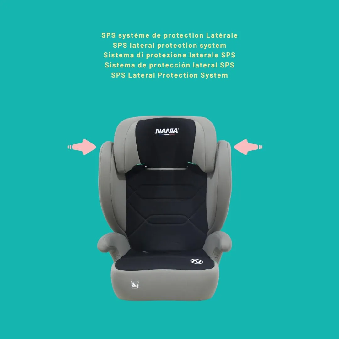 NANIA Belem, Seggiolino auto, 2 in 1, i-Size, 100-150 cm, da 3,5 a 12 anni, da 15 a 36 kg, cintura di sicurezza a 3 punti, Protezioni laterali, Poggiatesta Regolabile 9 Posizioni-non reclinabile - immagine 4