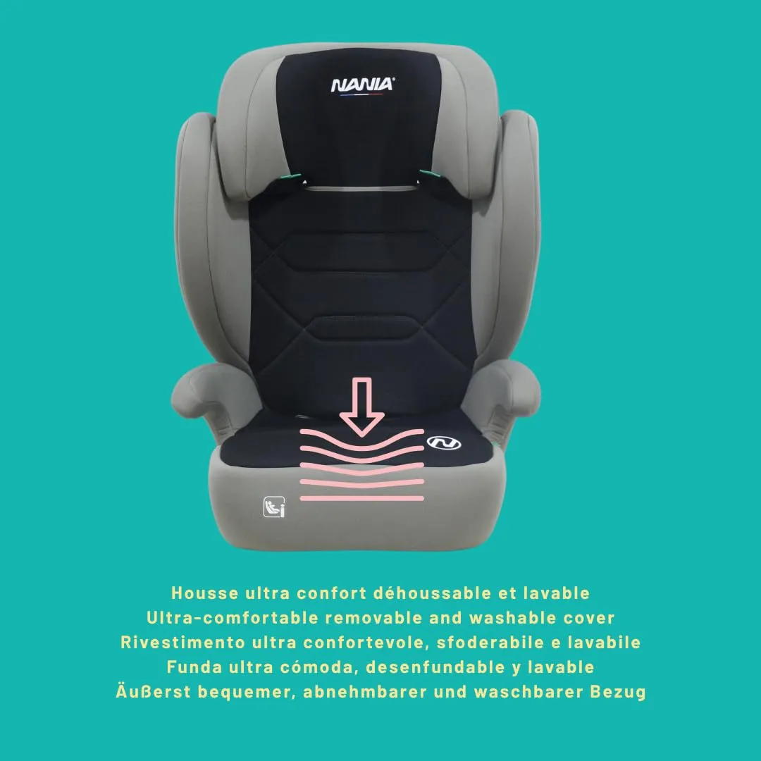 NANIA Belem, Seggiolino auto, 2 in 1, i-Size, 100-150 cm, da 3,5 a 12 anni, da 15 a 36 kg, cintura di sicurezza a 3 punti, Protezioni laterali, Poggiatesta Regolabile 9 Posizioni-non reclinabile - immagine 5