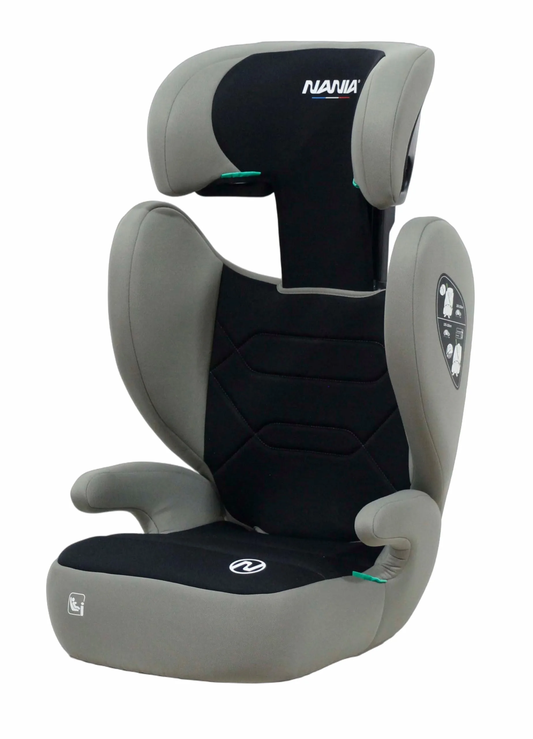 NANIA Belem, Seggiolino auto, 2 in 1, i-Size, 100-150 cm, da 3,5 a 12 anni, da 15 a 36 kg, cintura di sicurezza a 3 punti, Protezioni laterali, Poggiatesta Regolabile 9 Posizioni-non reclinabile - immagine 8