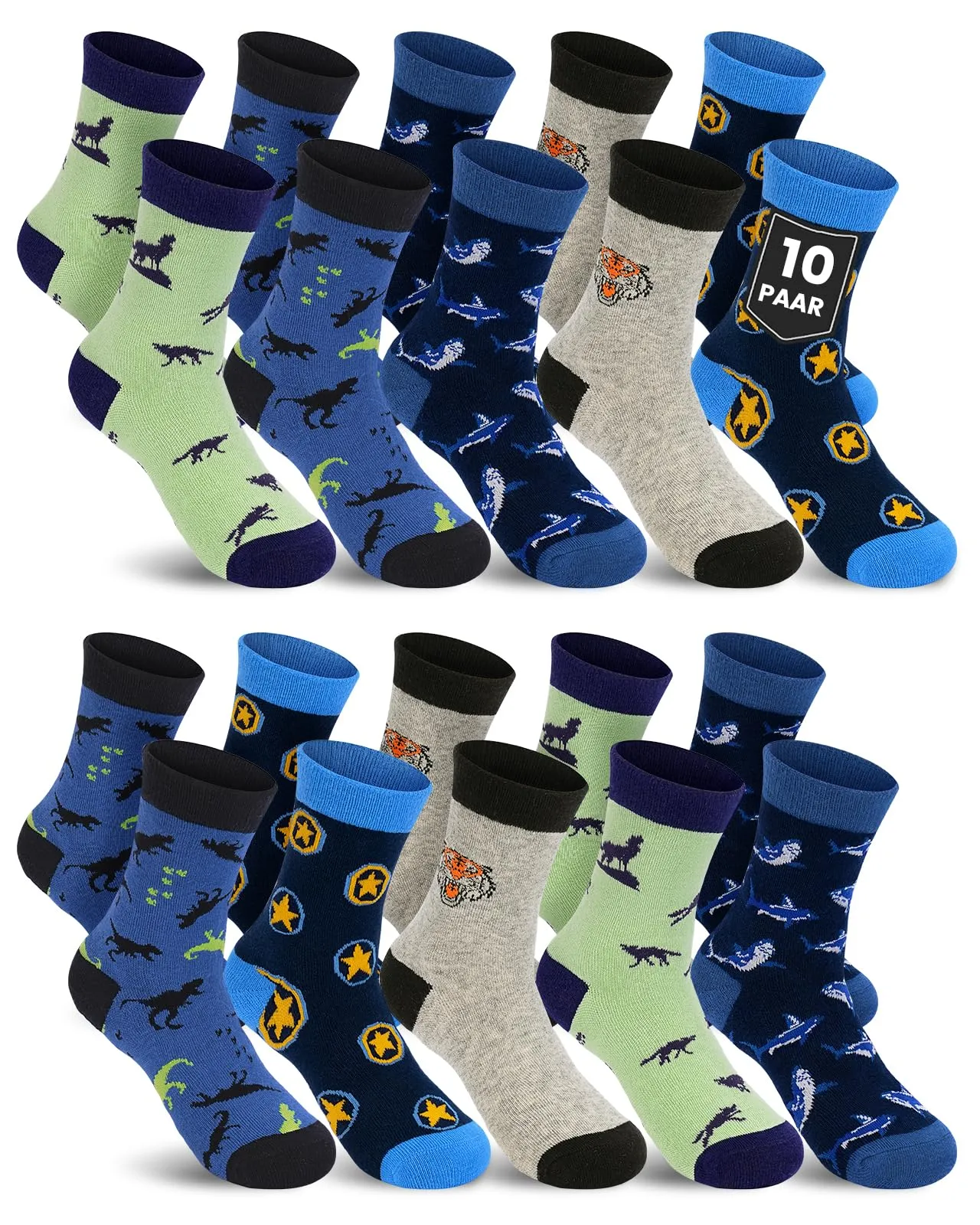 Kyopp 10 Paia Calzini per Bambini e Ragazze e Ragazzi Divertenti Calzini Animali in Cotone Unisex per Crew Socks 21-37 - immagine 1