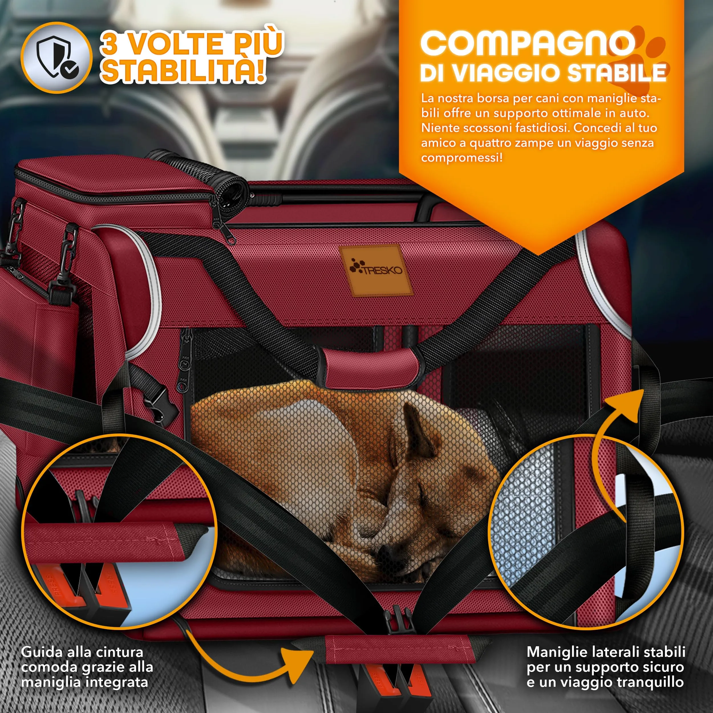 TRESKO® - Box per cani pieghevole, con tappetino per perdite spatola, trasportino robusto per cani e gatti di taglia piccola e grande, XXXL (102 x 69 x 69 cm), grigio - immagine 5
