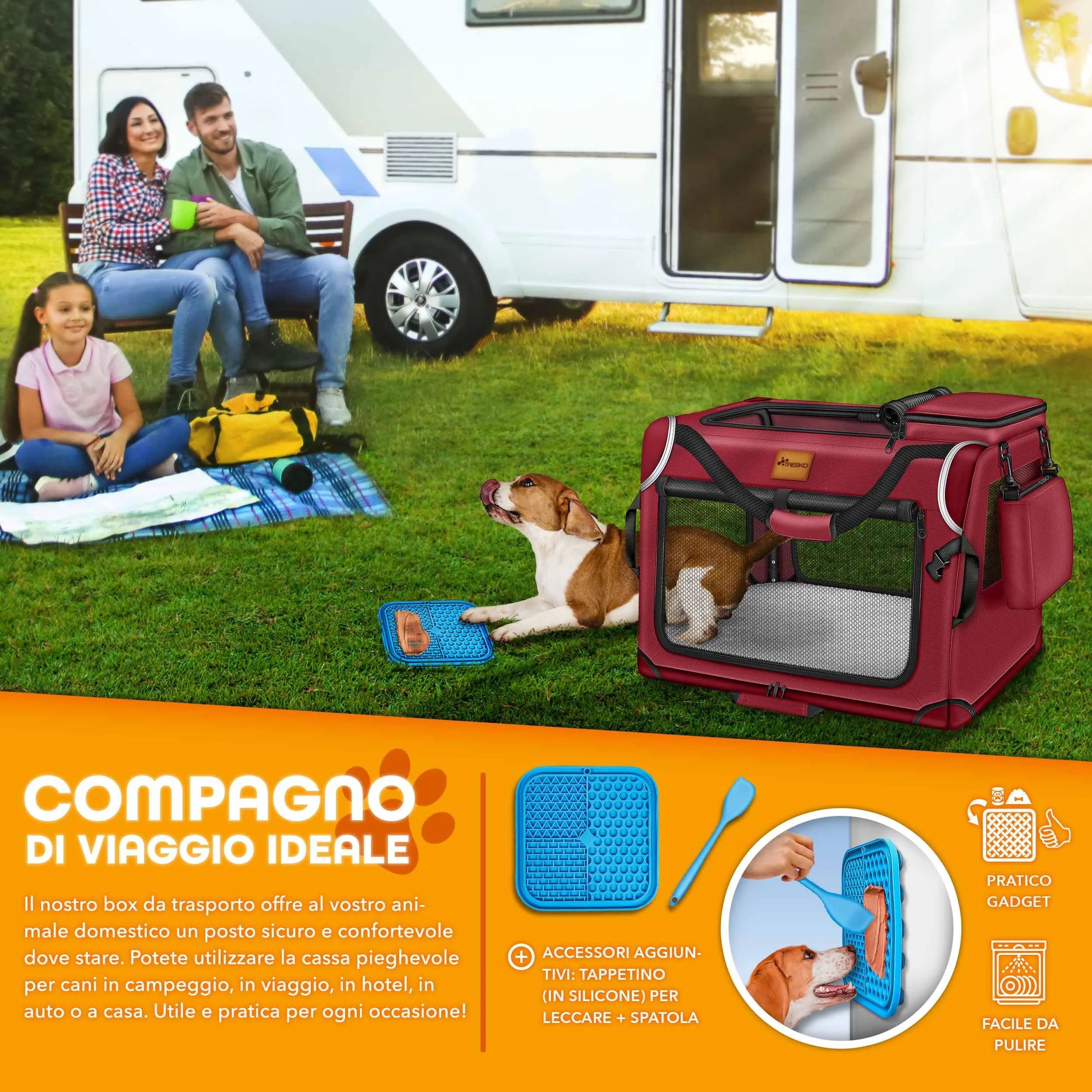 TRESKO® - Box per cani pieghevole, con tappetino per perdite spatola, trasportino robusto per cani e gatti di taglia piccola e grande, XXXL (102 x 69 x 69 cm), grigio - immagine 7