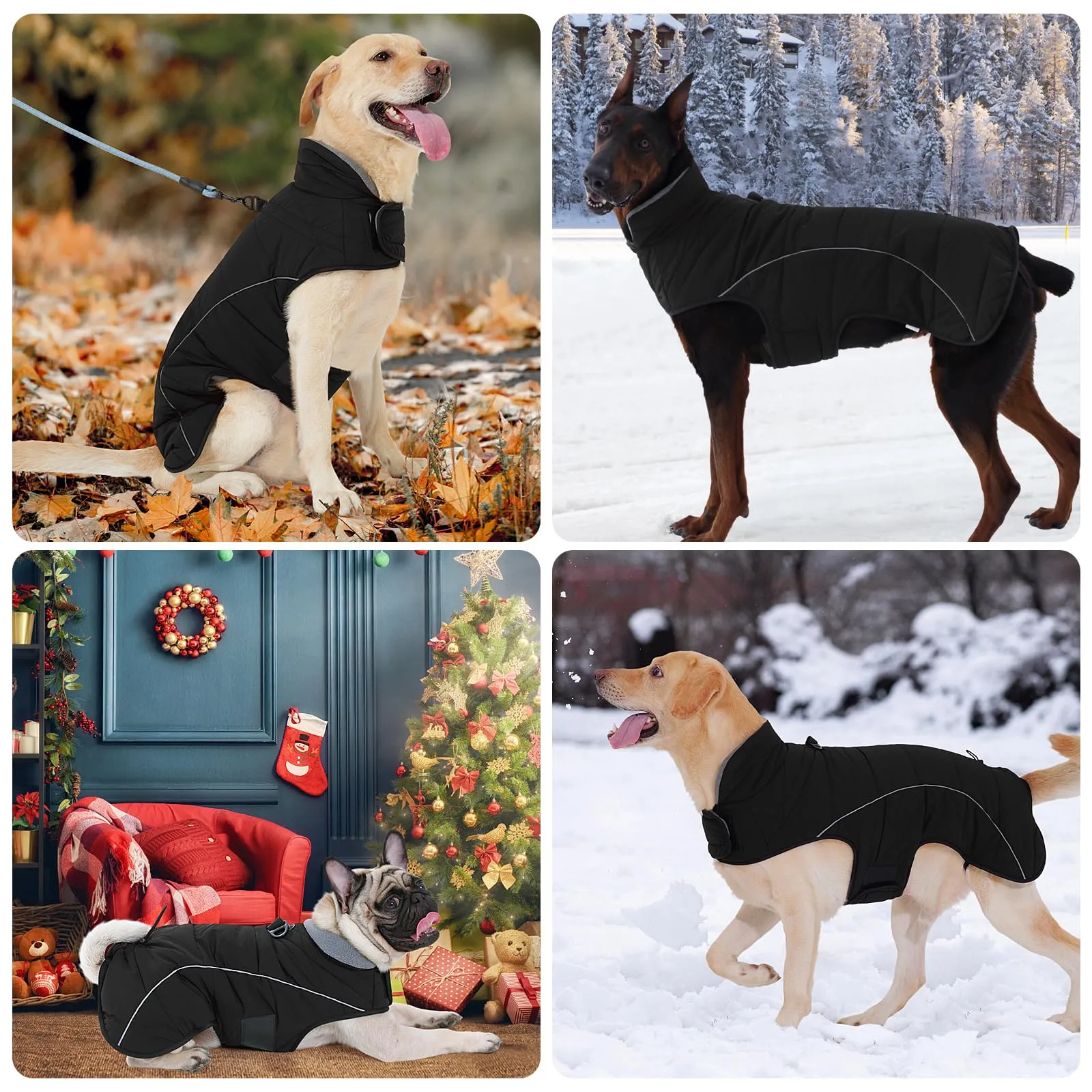 HEYWEAN Cappotto per cani Giacca impermeabile cane Cappotto invernale caldo con anello D Cappotti in pile cane Riflettente Impermeabile caldo Giacca invernale per cani di taglia piccola media e grande - immagine 7