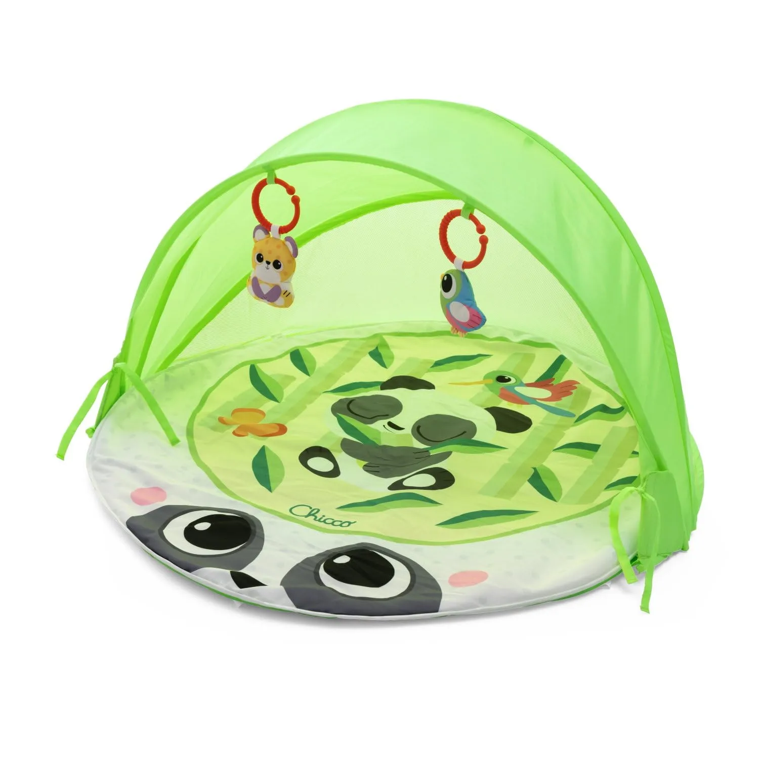 Chicco Palestrina Magic Forest, Palestrina Neonato con Morbido Tappeto a Tema Panda, Tettuccio Pieghevole e Rimovibile, con Rete Traspirante, per Uso Interno ed Esterno, Giochi Neonato 0+ Mesi - immagine 1