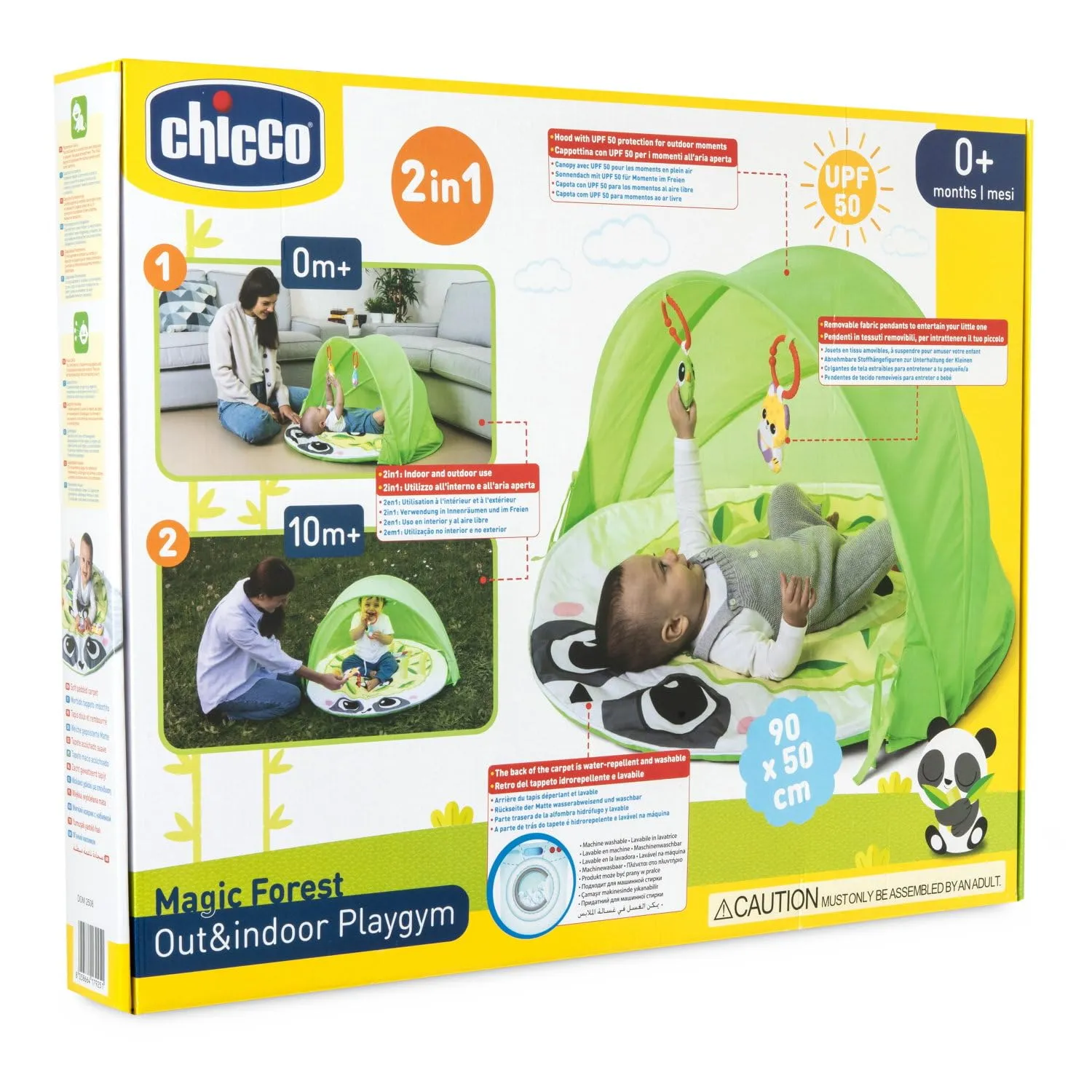 Chicco Palestrina Magic Forest, Palestrina Neonato con Morbido Tappeto a Tema Panda, Tettuccio Pieghevole e Rimovibile, con Rete Traspirante, per Uso Interno ed Esterno, Giochi Neonato 0+ Mesi - immagine 7