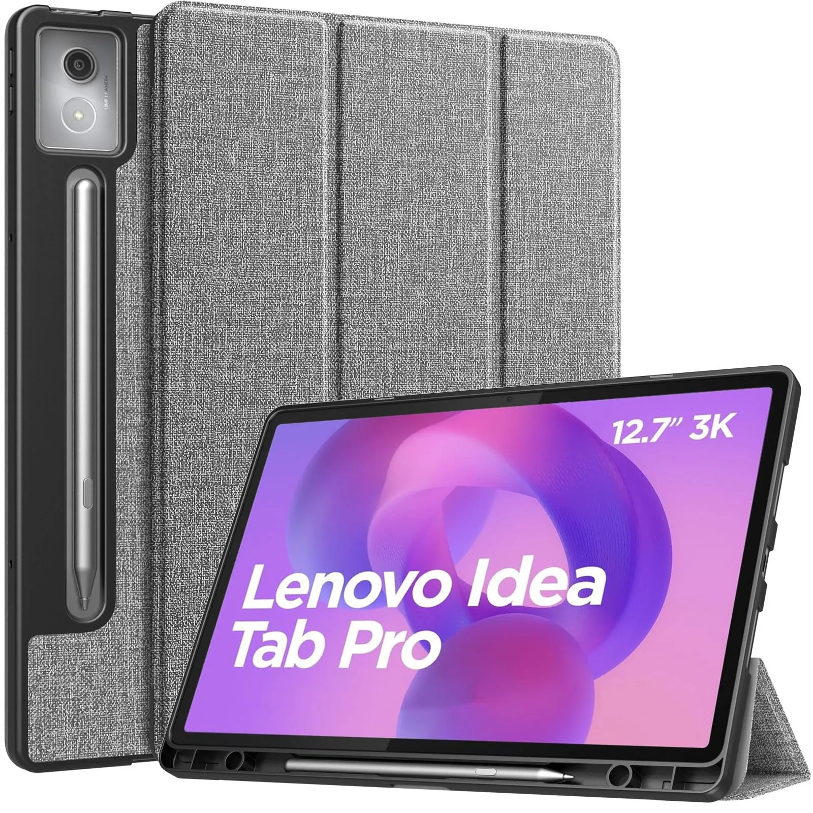MoKo Cover per Lenovo Idea Tab Pro 12,7" 2025 con Porta Penna, Grigio - immagine 1