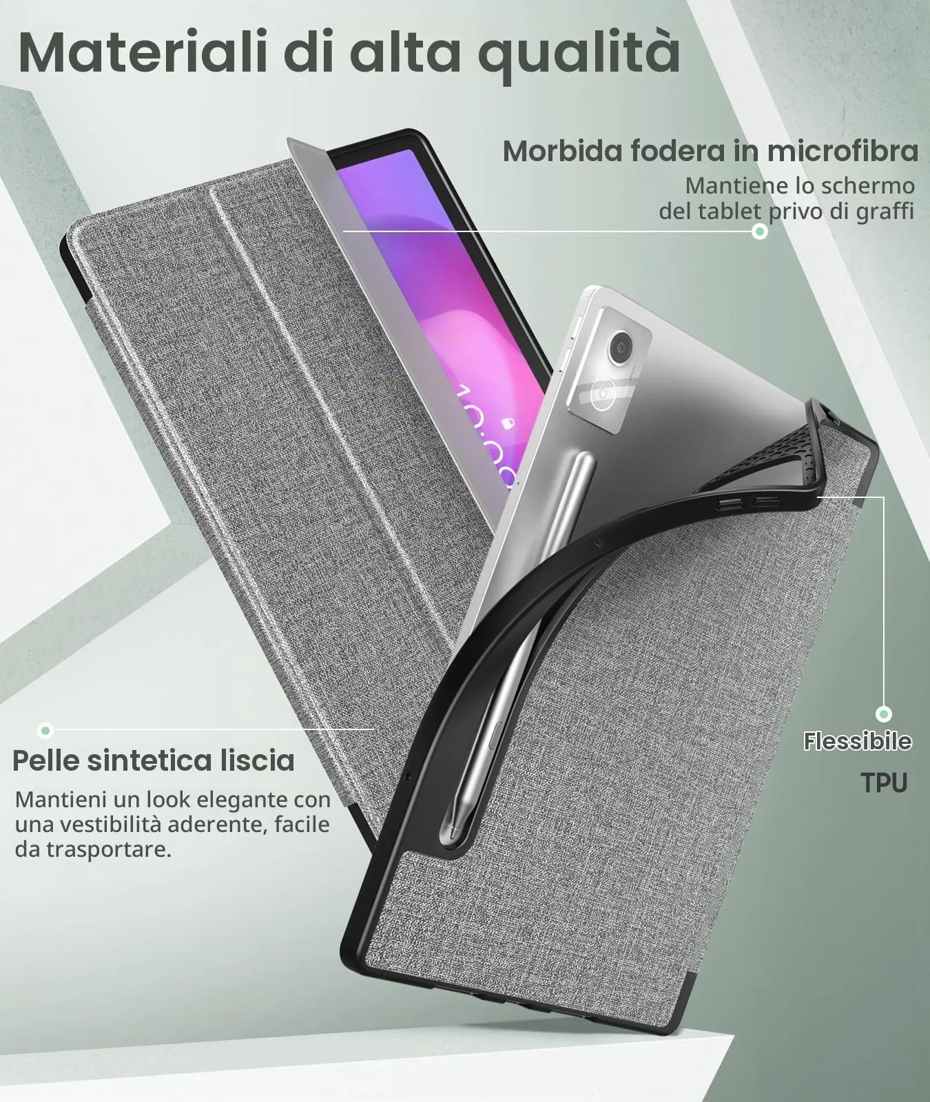 MoKo Cover per Lenovo Idea Tab Pro 12,7" 2025 con Porta Penna, Grigio - immagine 3