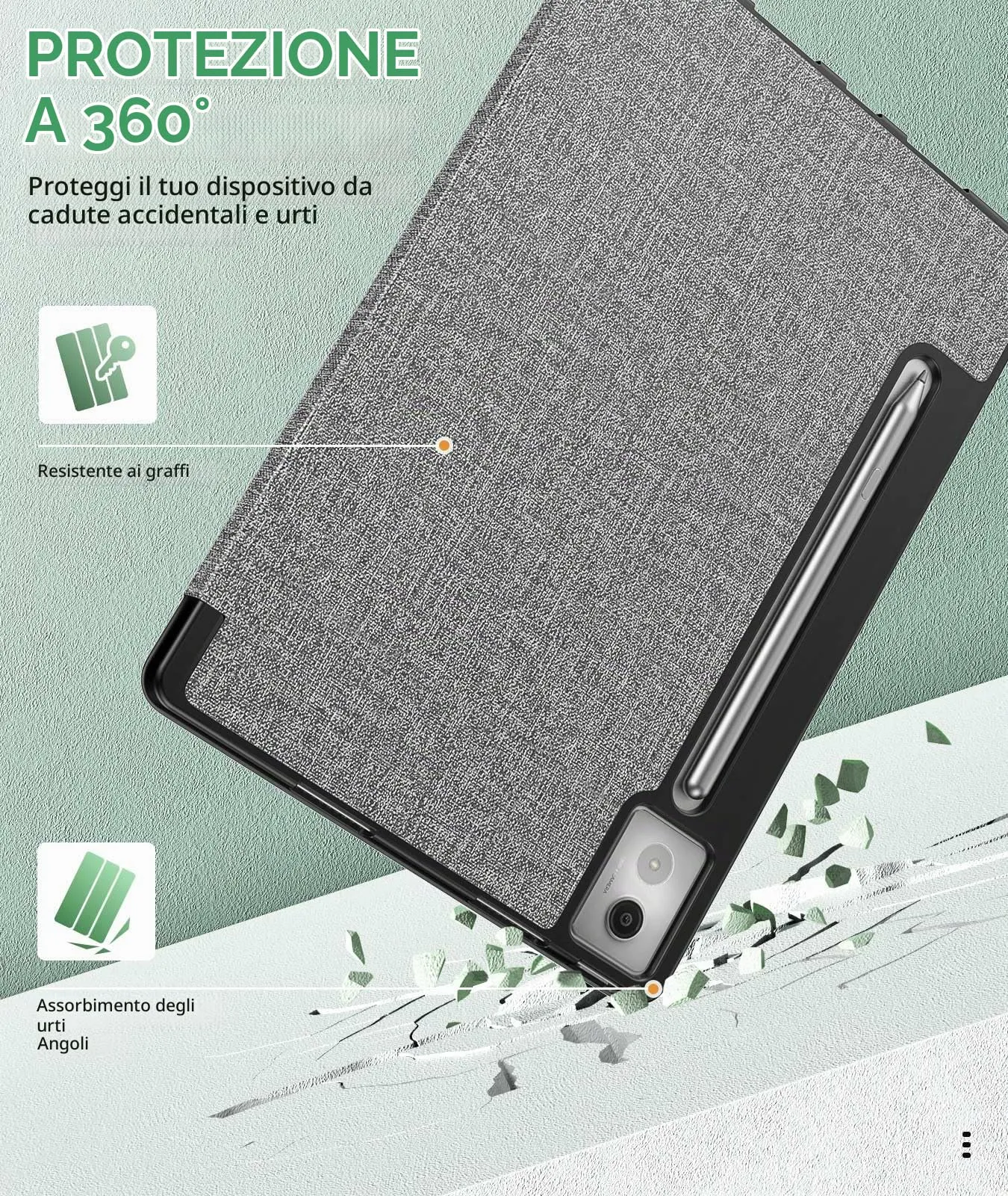 MoKo Cover per Lenovo Idea Tab Pro 12,7" 2025 con Porta Penna, Grigio - immagine 5