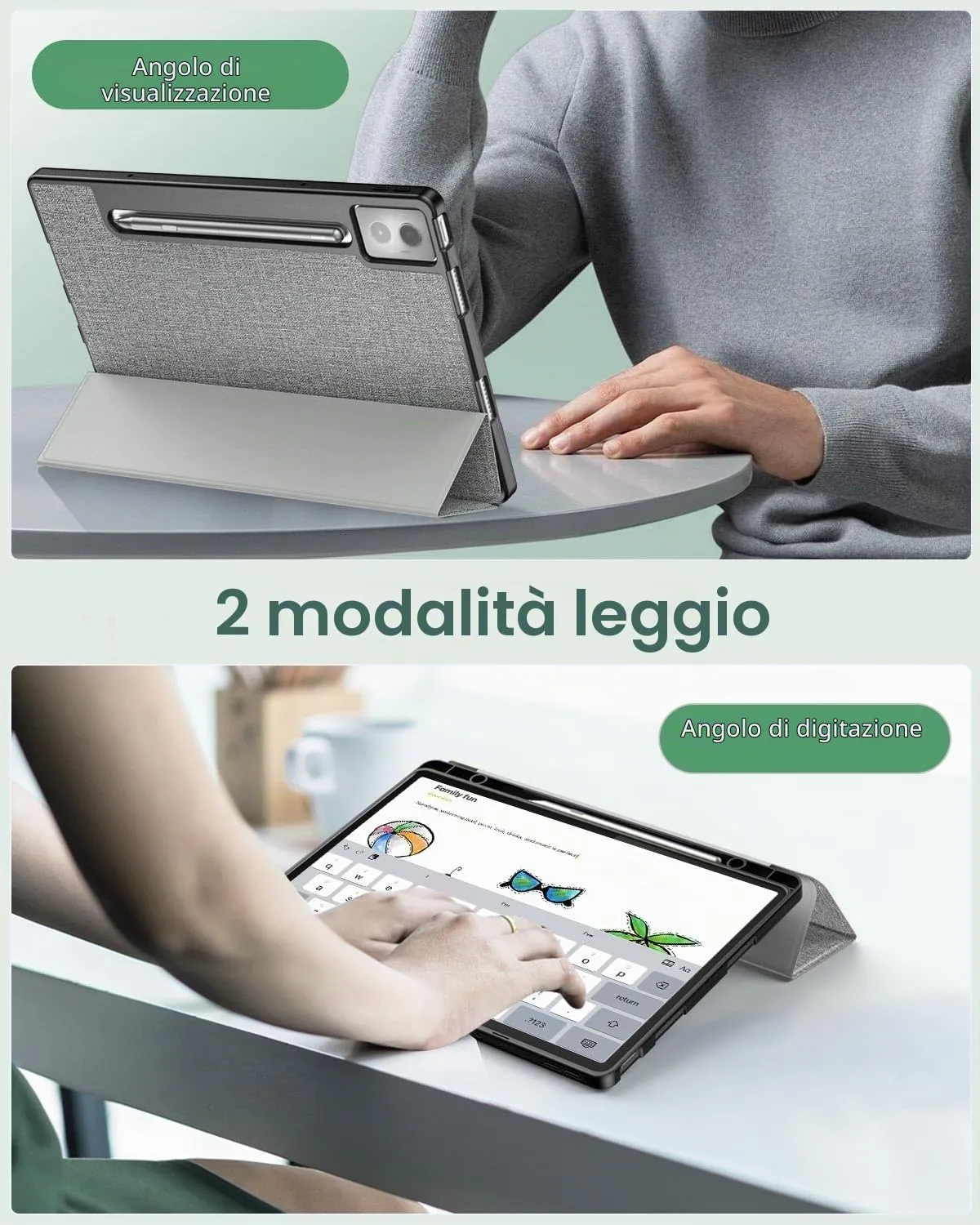 MoKo Cover per Lenovo Idea Tab Pro 12,7" 2025 con Porta Penna, Grigio - immagine 6