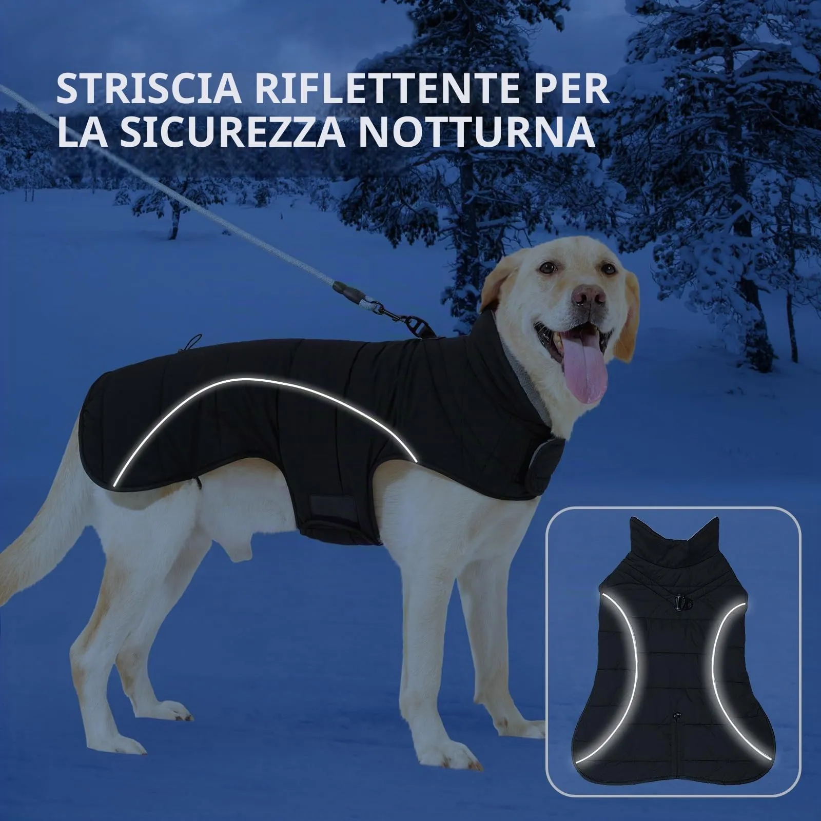 HEYWEAN Cappotto per cani Giacca impermeabile cane Cappotto invernale caldo con anello D Cappotti in pile cane Riflettente Impermeabile caldo Giacca invernale per cani di taglia piccola media e grande - immagine 5