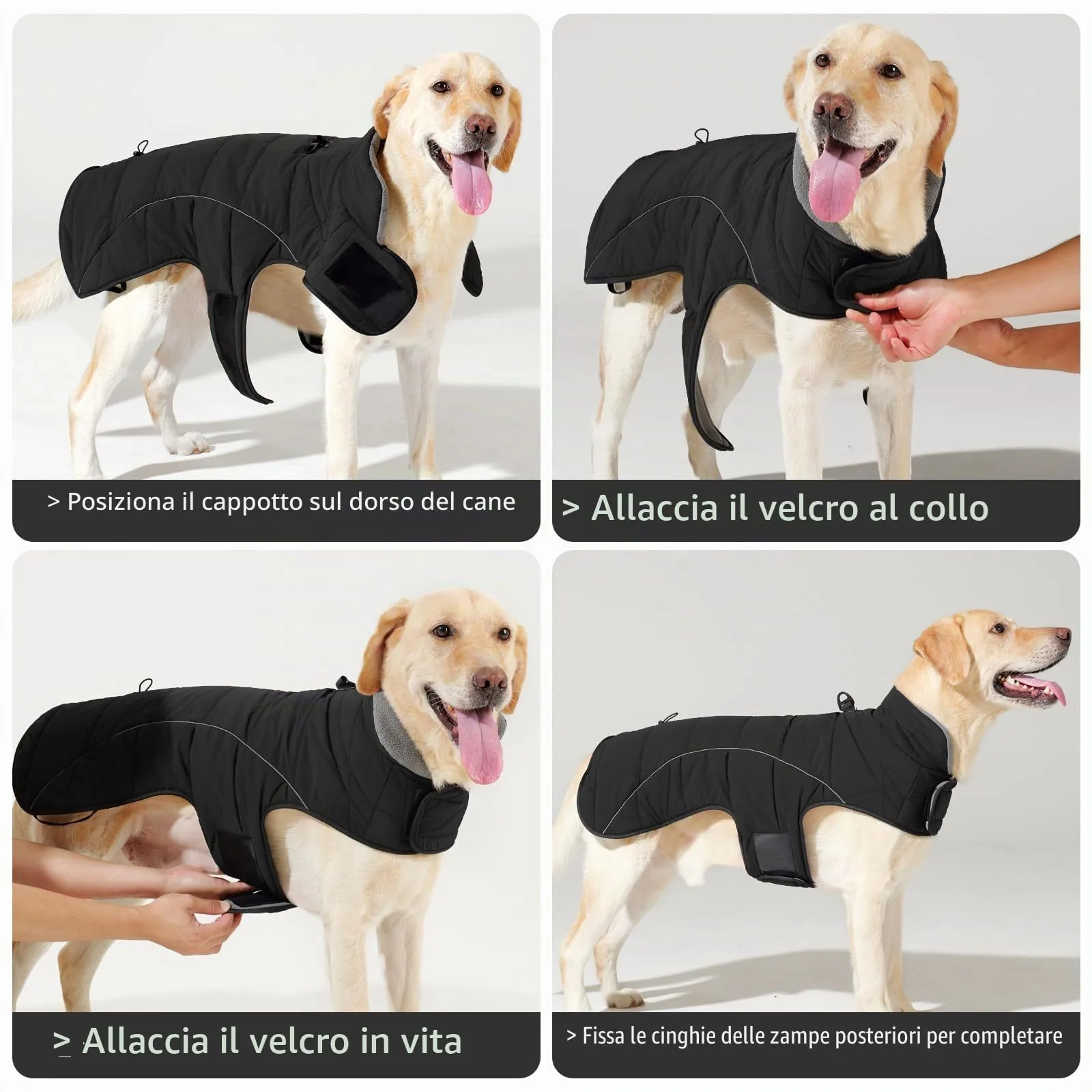 HEYWEAN Cappotto per cani Giacca impermeabile cane Cappotto invernale caldo con anello D Cappotti in pile cane Riflettente Impermeabile caldo Giacca invernale per cani di taglia piccola media e grande - immagine 6