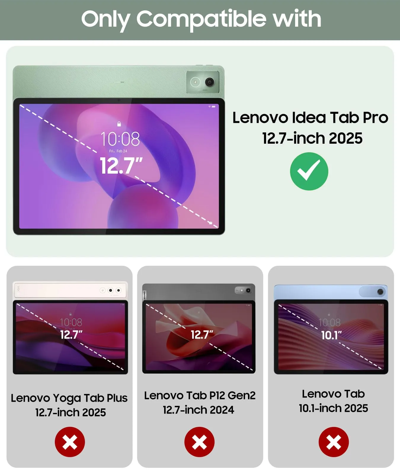 MoKo Cover per Lenovo Idea Tab Pro 12,7" 2025 con Porta Penna,Seafoam Green - immagine 2