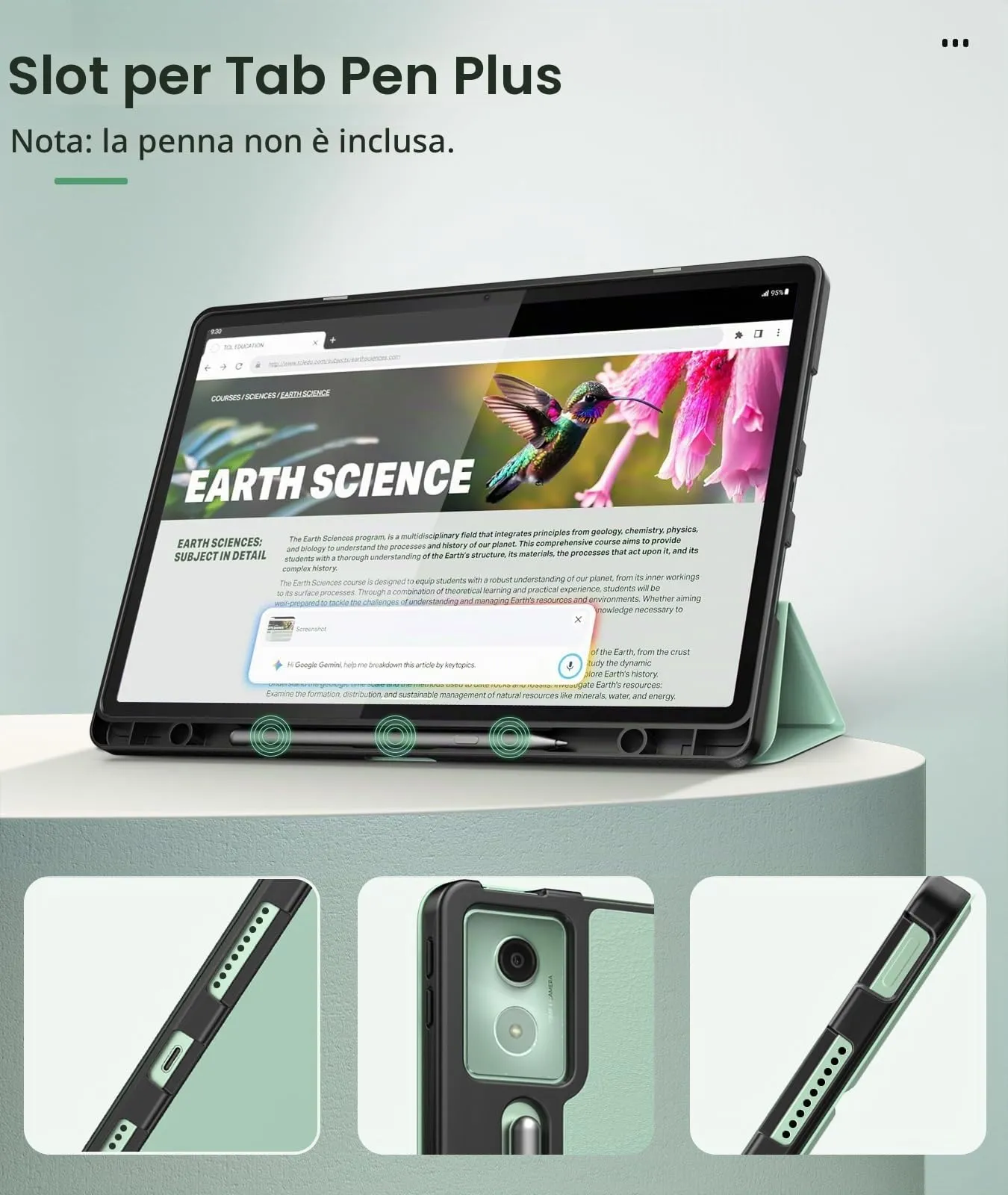 MoKo Cover per Lenovo Idea Tab Pro 12,7" 2025 con Porta Penna,Seafoam Green - immagine 4
