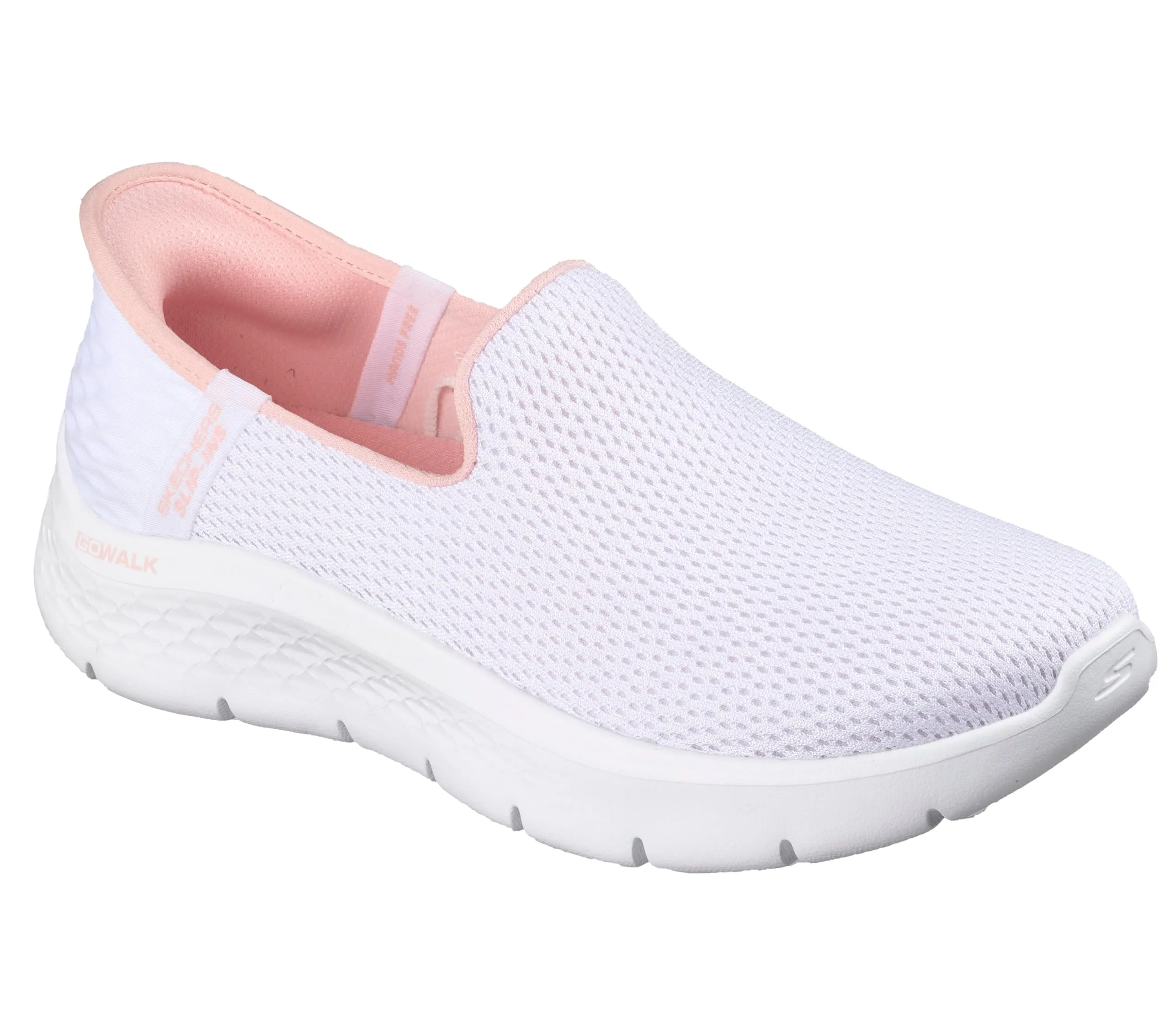 Skechers Scarpe da Ginnastica da Donna Senza Mani-Fi Go Walk Flex-Relish, Bianco/Rosa., 7 Wide - immagine 6
