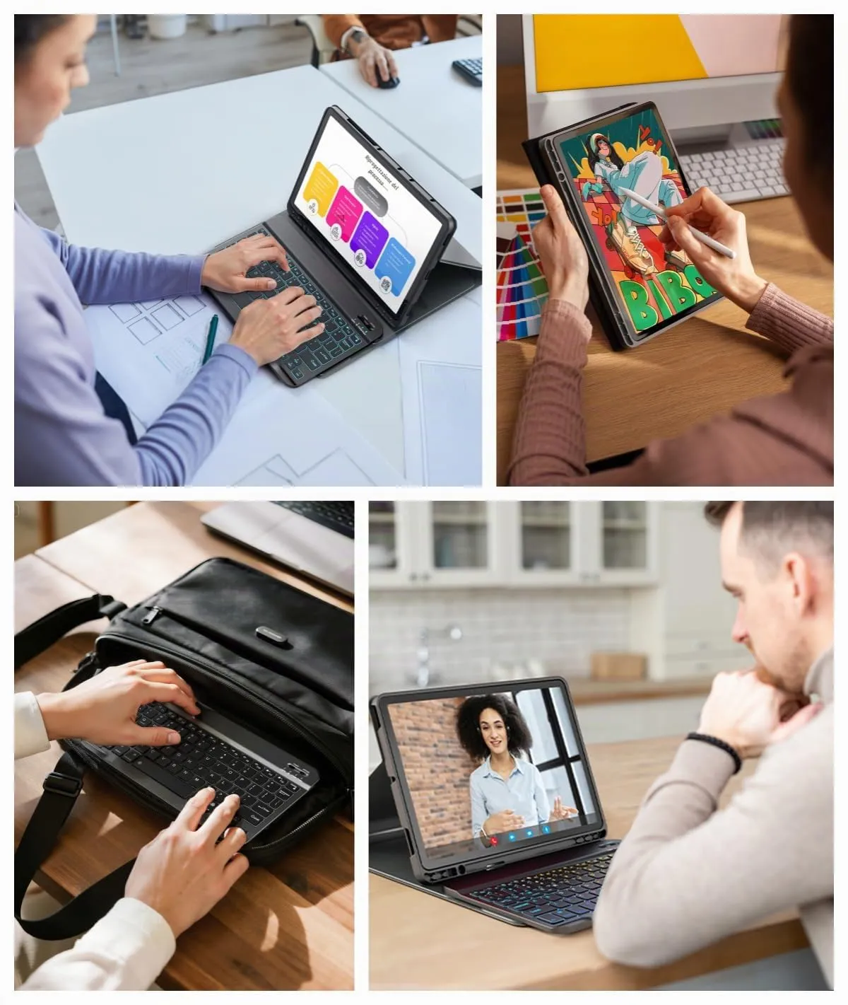 Per Samsung Galaxy Tab S10 Lite/S10 FE(2025)/S9 FE(2023)/Tab S9(2023)/Tab S8(2022)/Tab S7 (2020)10,9-11 Pollici Cover Con Bluetooth Italiano(QWERTY)Tastiera Retroilluminati Mouse Backlit Keyboard Case - immagine 9