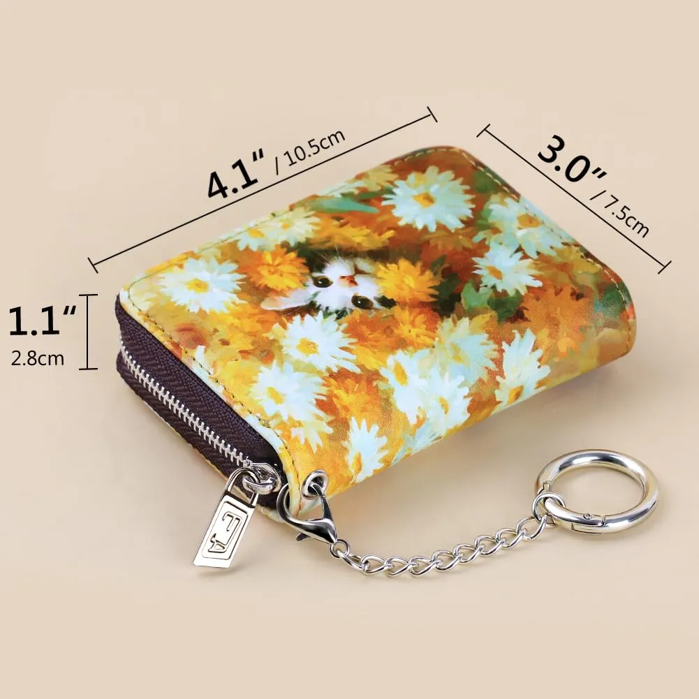 FurArt Portafoglio con cerniera, da donna, con blocco RFID, porta biglietti da visita, portafoglio portachiavi di dimensioni compatte, small - immagine 6