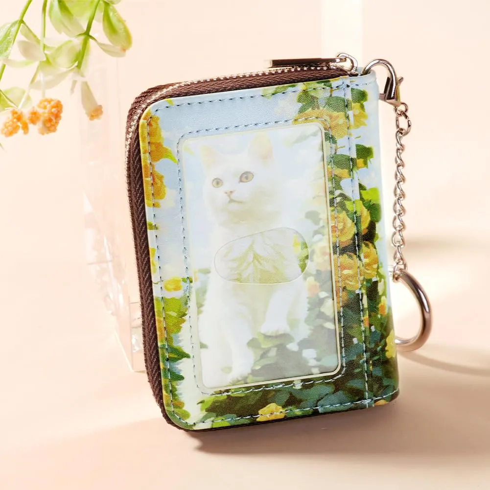 FurArt Porta carte di credito con cerniera, portafoglio con blocco RFID con portachiavi per donne e uomini - immagine 4