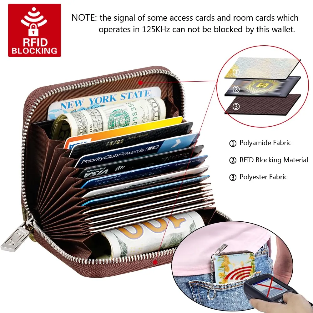 FurArt Porta carte di credito con cerniera, portafoglio con blocco RFID con portachiavi per donne e uomini - immagine 5