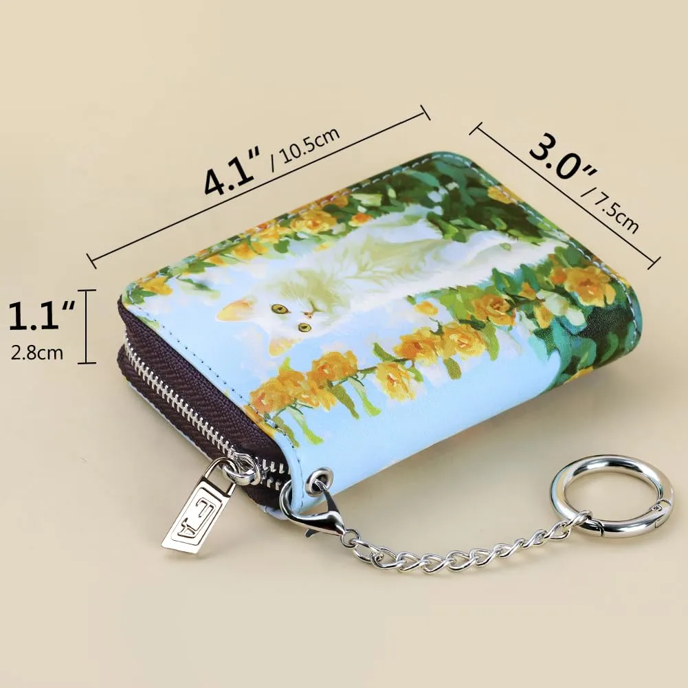 FurArt Porta carte di credito con cerniera, portafoglio con blocco RFID con portachiavi per donne e uomini - immagine 6