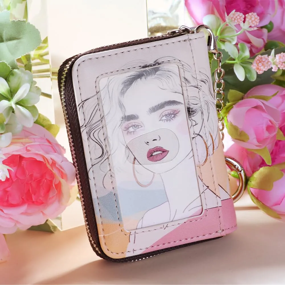 FurArt Portafoglio con cerniera, da donna, con blocco RFID, porta biglietti da visita, portafoglio portachiavi di dimensioni compatte, small - immagine 4