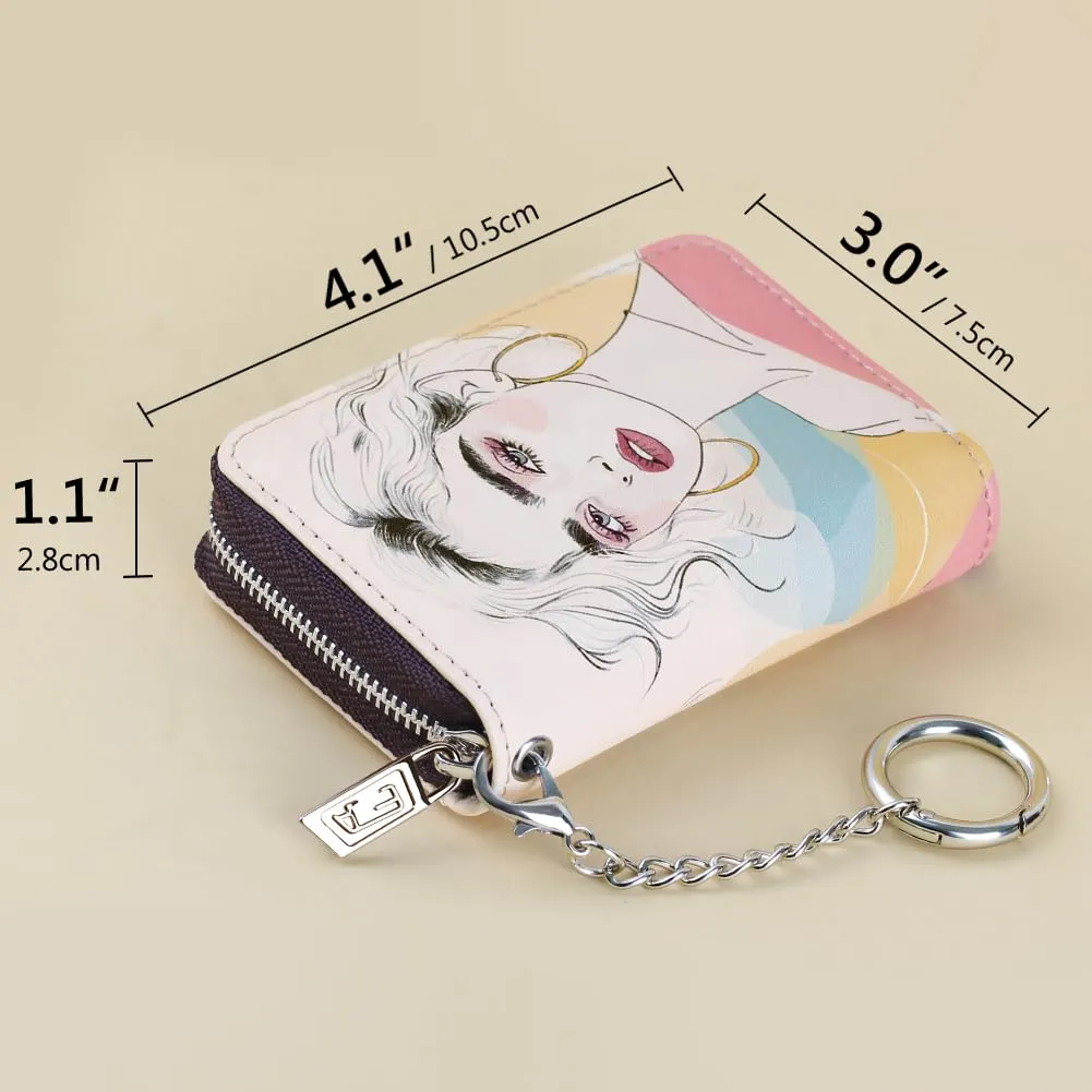 FurArt Portafoglio con cerniera, da donna, con blocco RFID, porta biglietti da visita, portafoglio portachiavi di dimensioni compatte, small - immagine 6