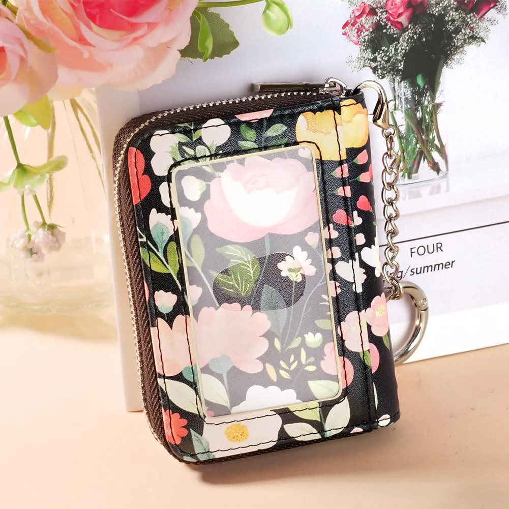 FurArt Portafoglio con cerniera, da donna, con blocco RFID, porta biglietti da visita, portafoglio portachiavi di dimensioni compatte, small - immagine 4