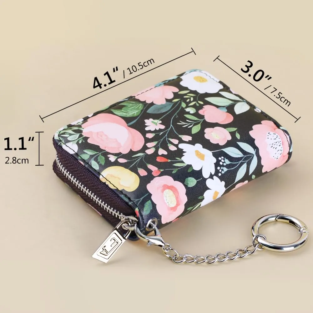 FurArt Portafoglio con cerniera, da donna, con blocco RFID, porta biglietti da visita, portafoglio portachiavi di dimensioni compatte, small - immagine 6