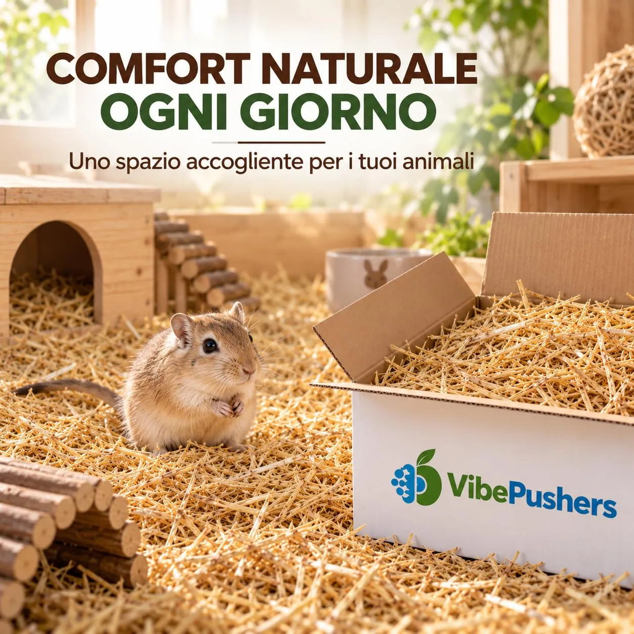 Paglia Naturale per Lettiera 950 gr | Balla di Paglia di Grano Pressata | Lettiera Assorbente, Termoisolante, Ideale per Conigli, Roditori, Cavalli, Polli e Piccoli Animali - immagine 2