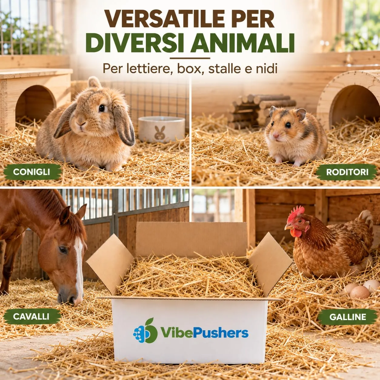 Paglia Naturale per Lettiera 950 gr | Balla di Paglia di Grano Pressata | Lettiera Assorbente, Termoisolante, Ideale per Conigli, Roditori, Cavalli, Polli e Piccoli Animali - immagine 4