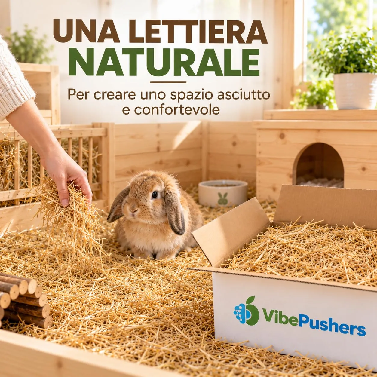 Paglia Naturale per Lettiera 950 gr | Balla di Paglia di Grano Pressata | Lettiera Assorbente, Termoisolante, Ideale per Conigli, Roditori, Cavalli, Polli e Piccoli Animali - immagine 6