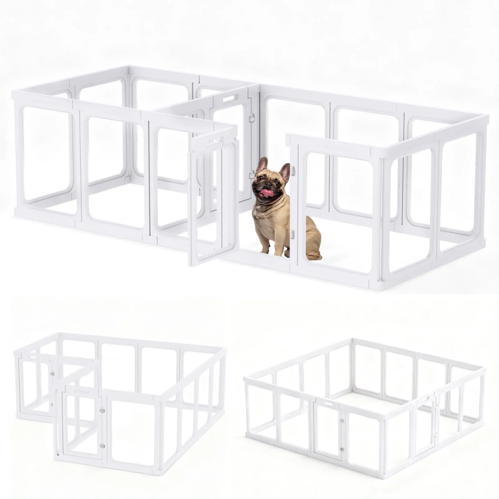 Gardner Pet Recinto per Cani in Acrilico Trasparente, 16 Pizzi, Bianco - immagine 1