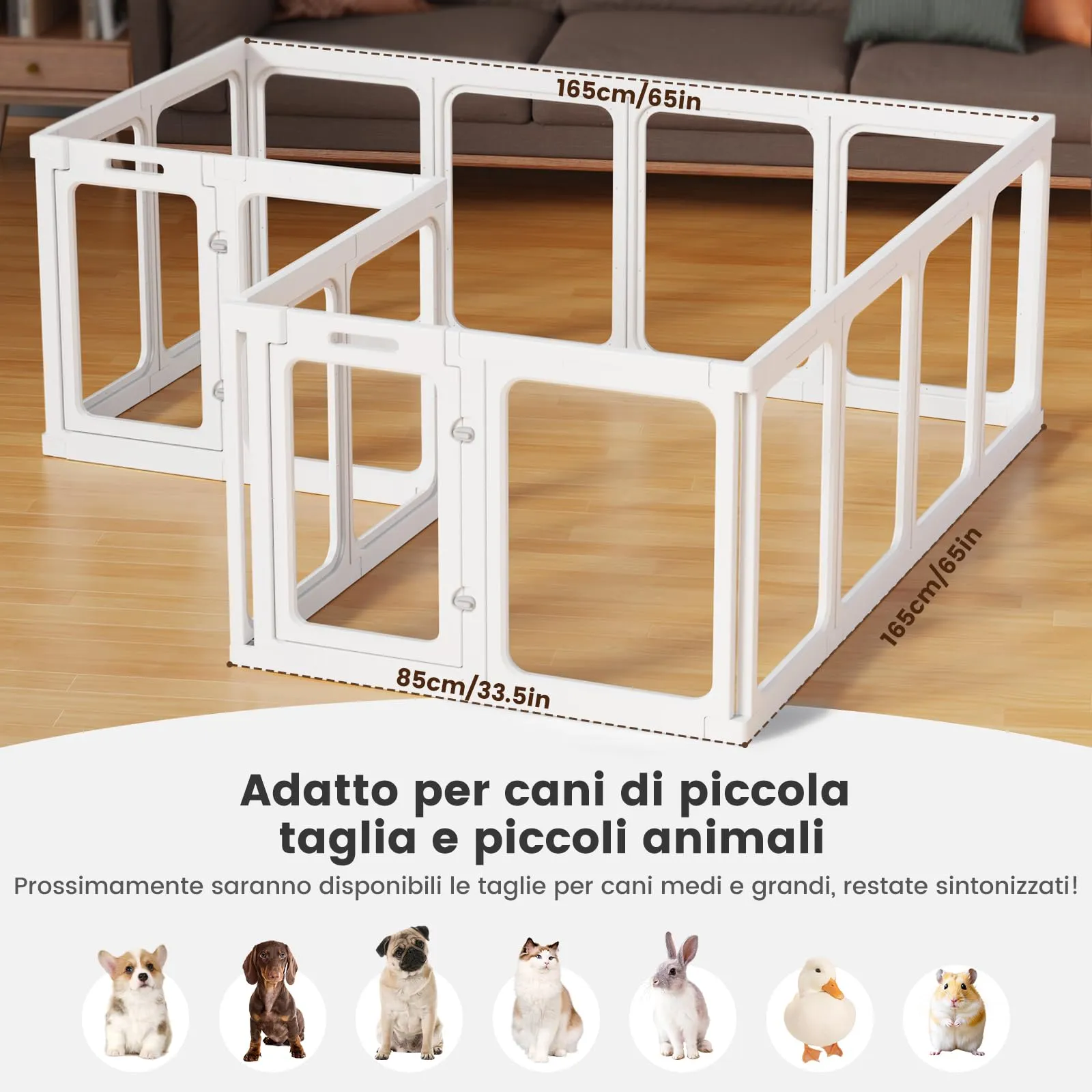 Gardner Pet Recinto per Cani in Acrilico Trasparente, 16 Pizzi, Bianco - immagine 2