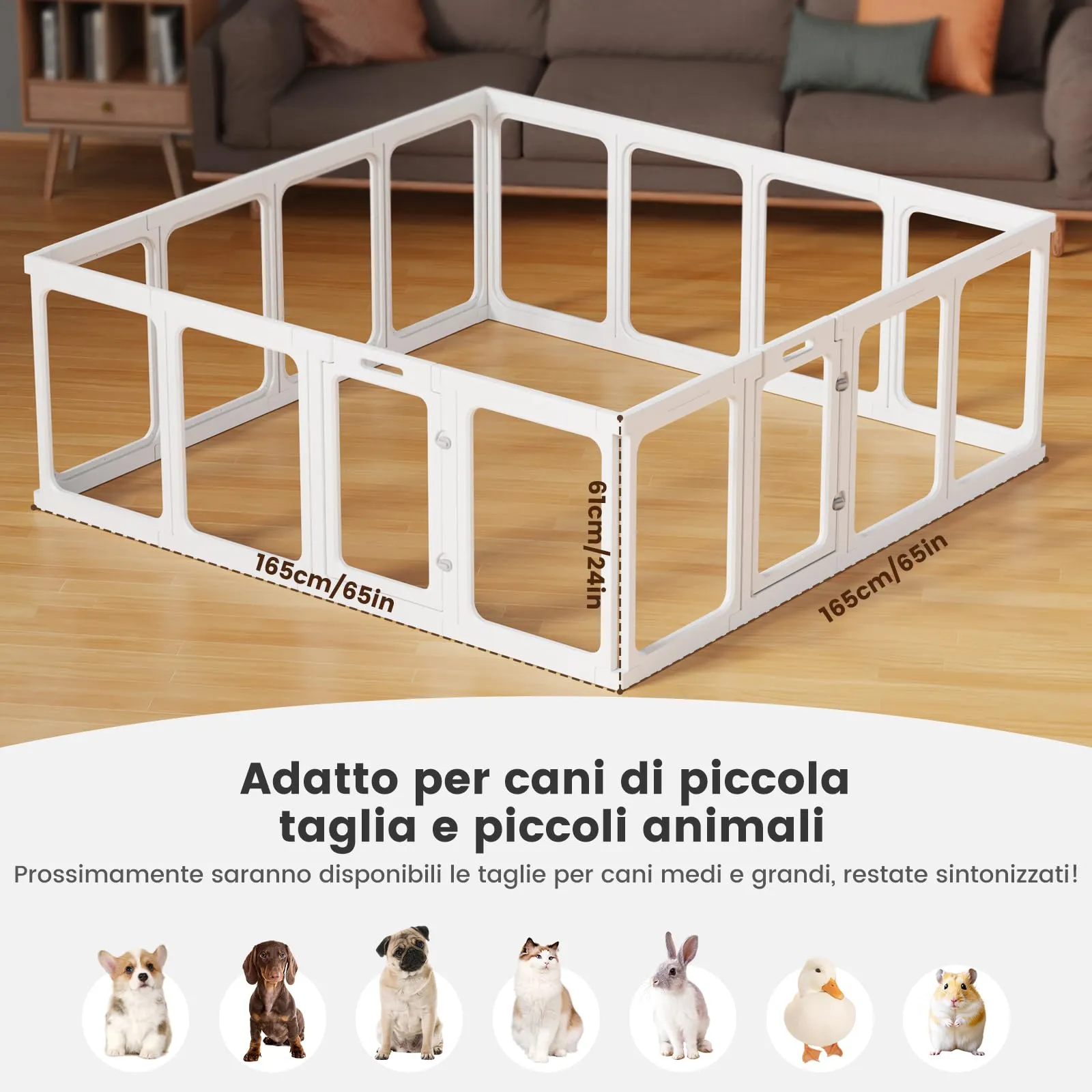 Gardner Pet Recinto per Cani in Acrilico Trasparente, 16 Pizzi, Bianco - immagine 3