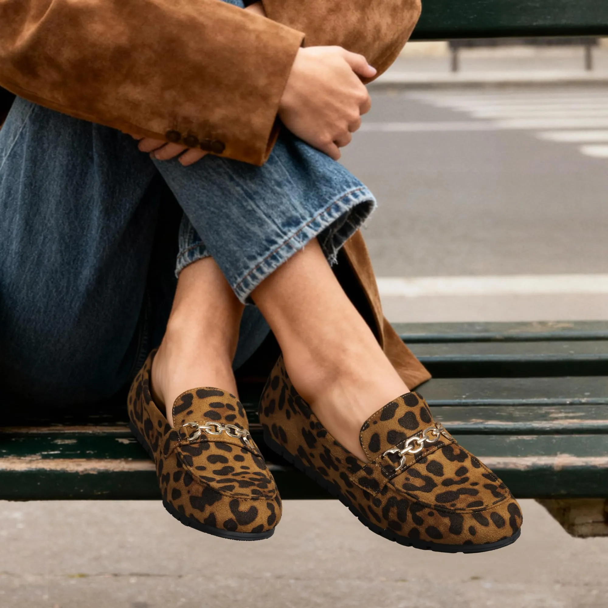DREAM PAIRS Mocassini da donna casual comodi slip on, Leopard, 36 EU - immagine 3