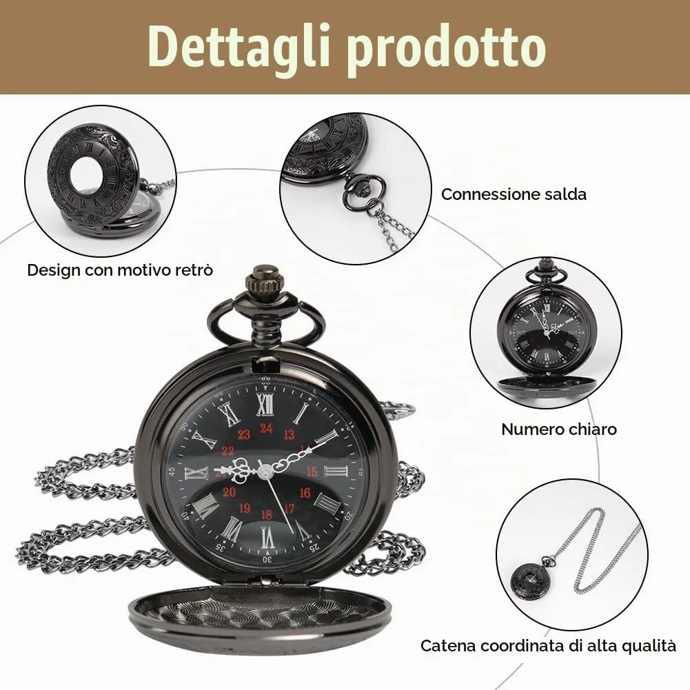 OFFCUP Orologio da Tasca al Quarzo Vintage con Catena Confezione Regalo - immagine 3