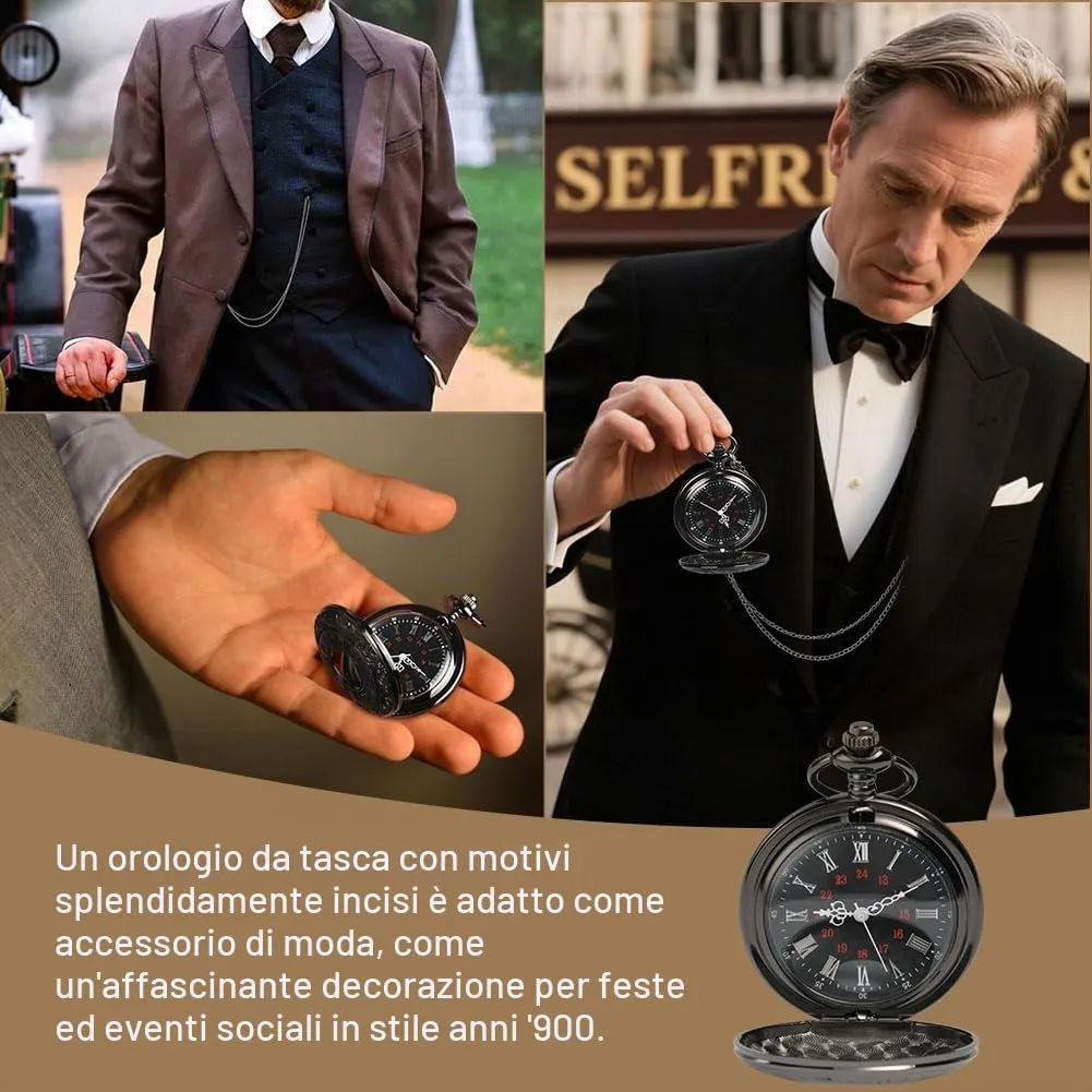 OFFCUP Orologio da Tasca al Quarzo Vintage con Catena Confezione Regalo - immagine 6