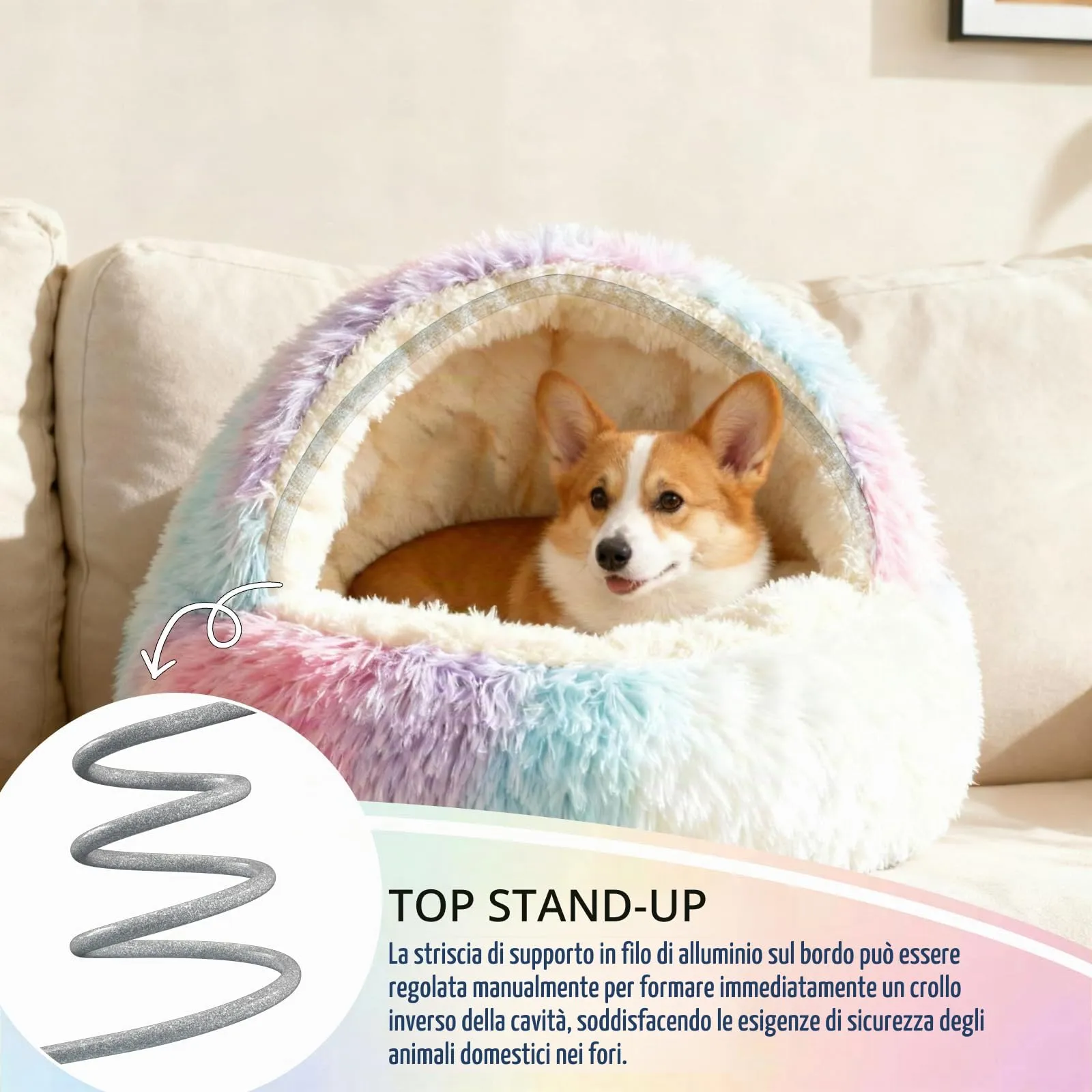 SUOXU Cuccia calmante per cani di piccola taglia, grande cuccia per gatti, calda, accogliente e in peluche per l'inverno per cani, fondo antiscivolo, lavabile in lavatrice, divano anti-ansia per - immagine 4