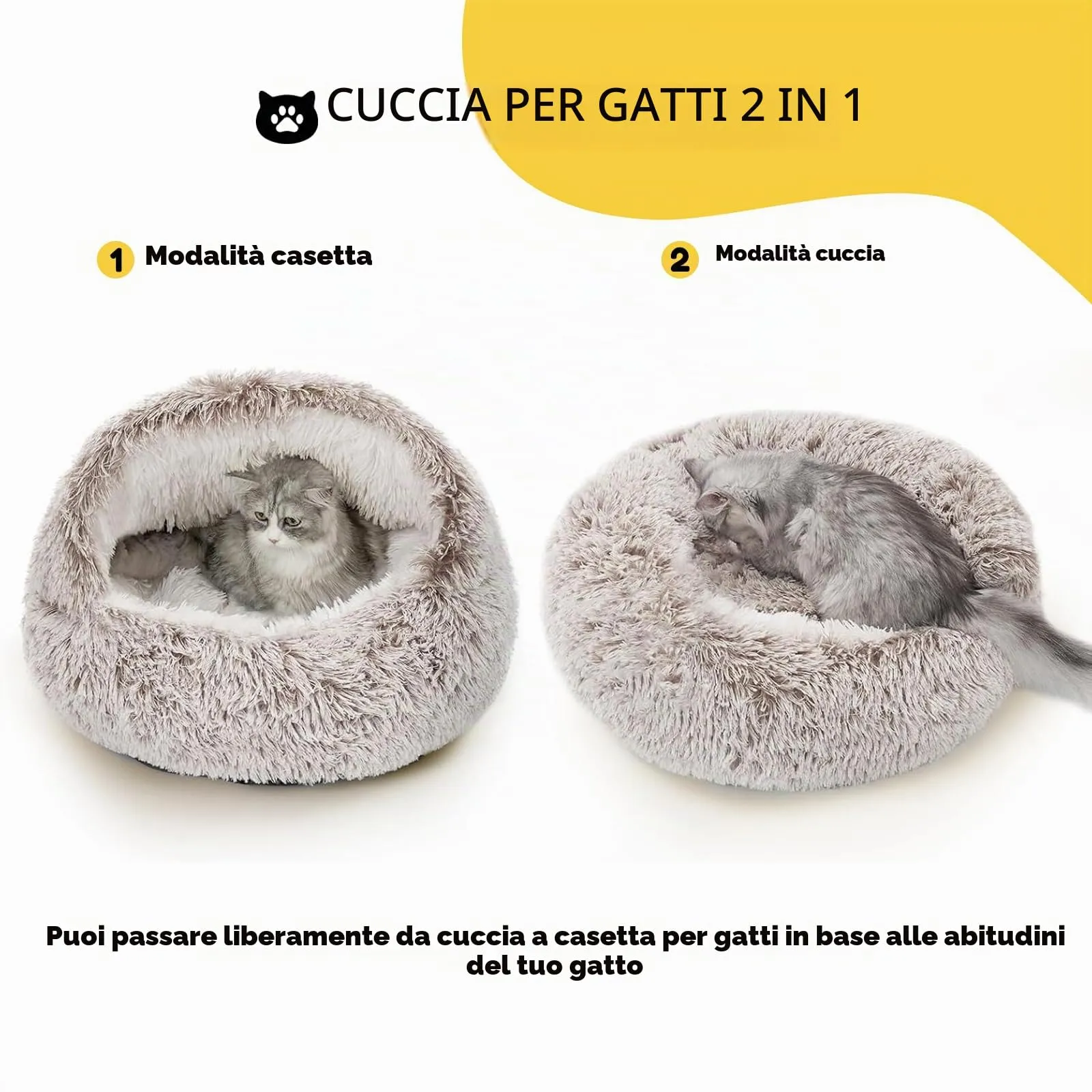 SUOXU Lettino grande per gatti domestici, lavabile, in morbido peluche anti-ansia, morbido sacco a pelo autoriscaldante, adatto per gattini e piccoli animali domestici sotto i 7 kg - immagine 5