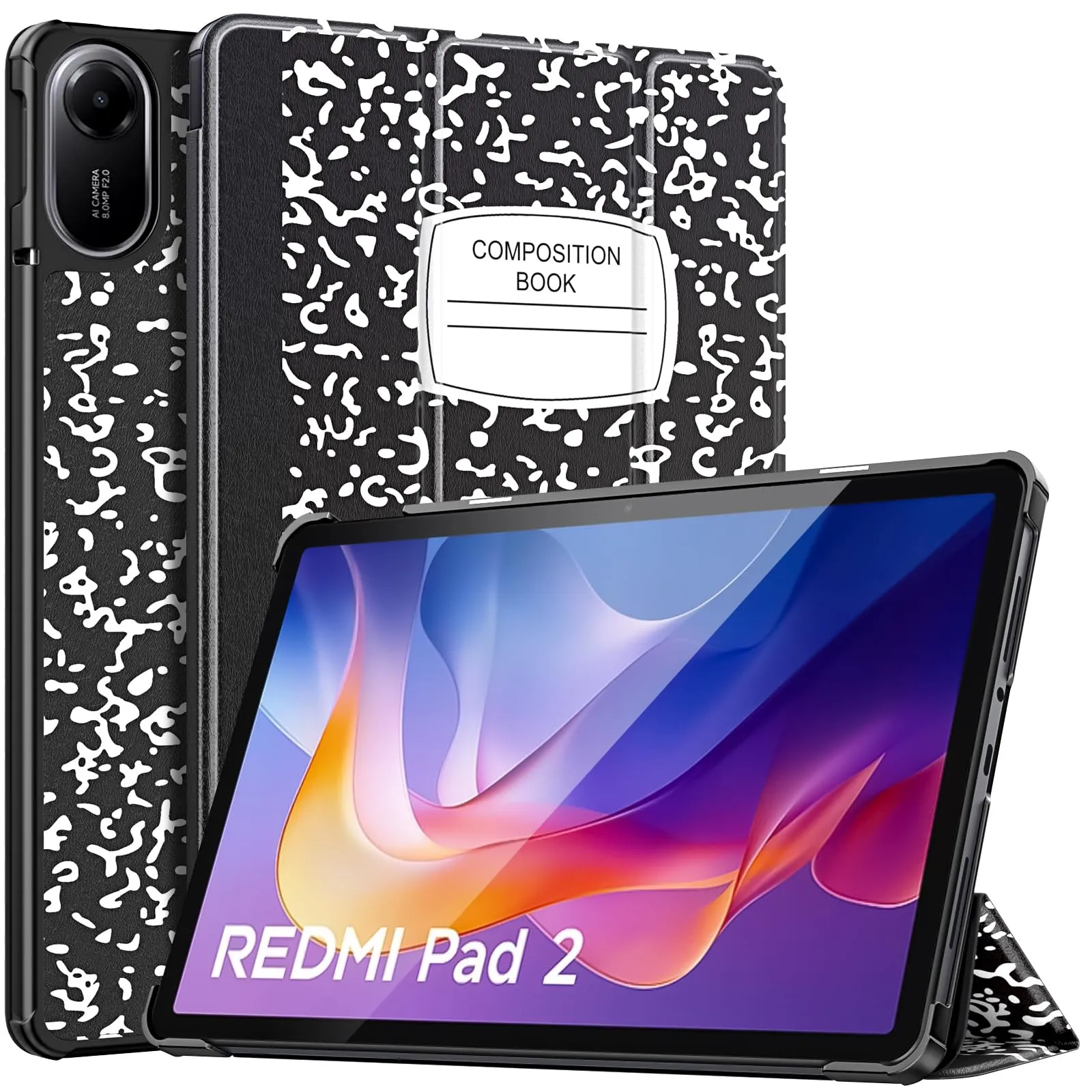 TiMOVO Cover per Xiaomi Redmi Pad 2 11 Pollici 2025, Quaderno Nero - immagine 1