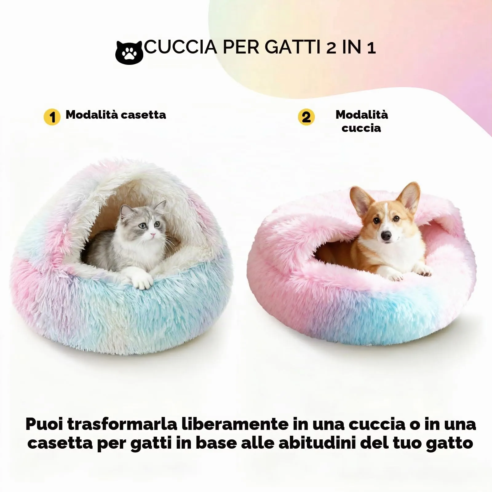 SUOXU - Letto per gatti a forma di grotta per interni, lavabile, in morbido peluche soffice anti-ansia, sacco a pelo auto-riscaldante adatto per gattini e piccoli animali domestici fino a 7 kg - immagine 5